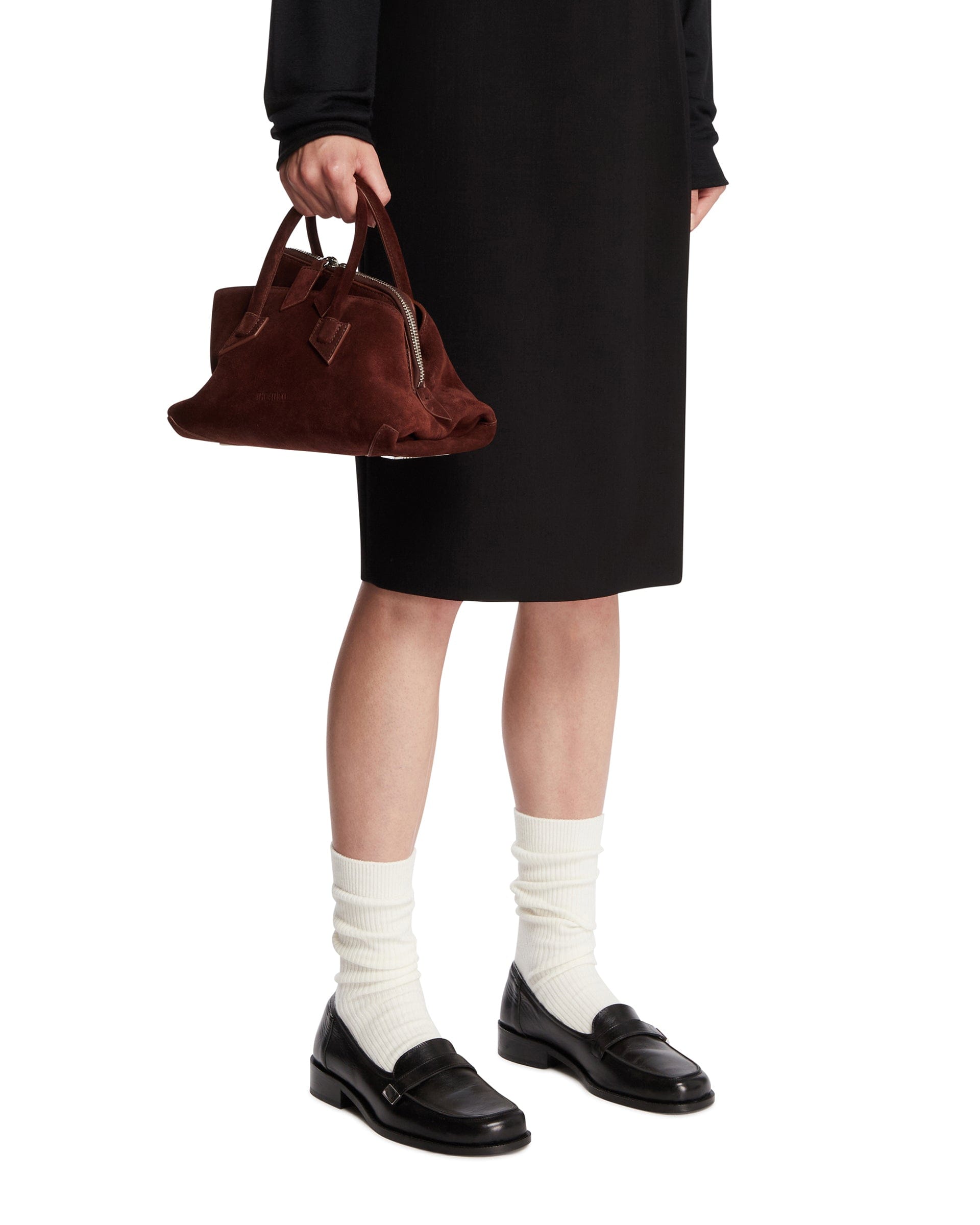 THE Attico Borsa La Passeggiata Mini In Suede Marrone