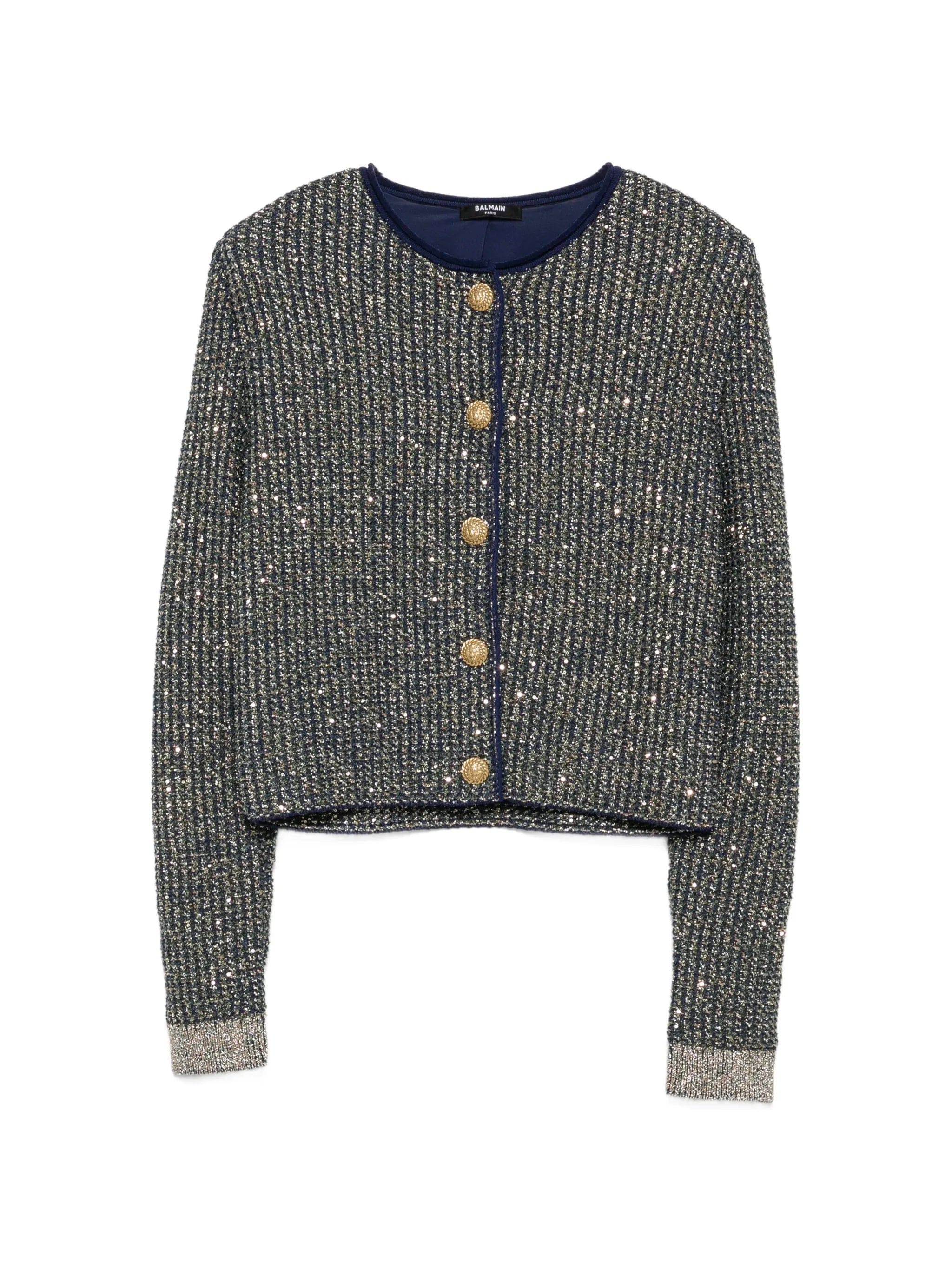Balmain glittered tweed cardigan