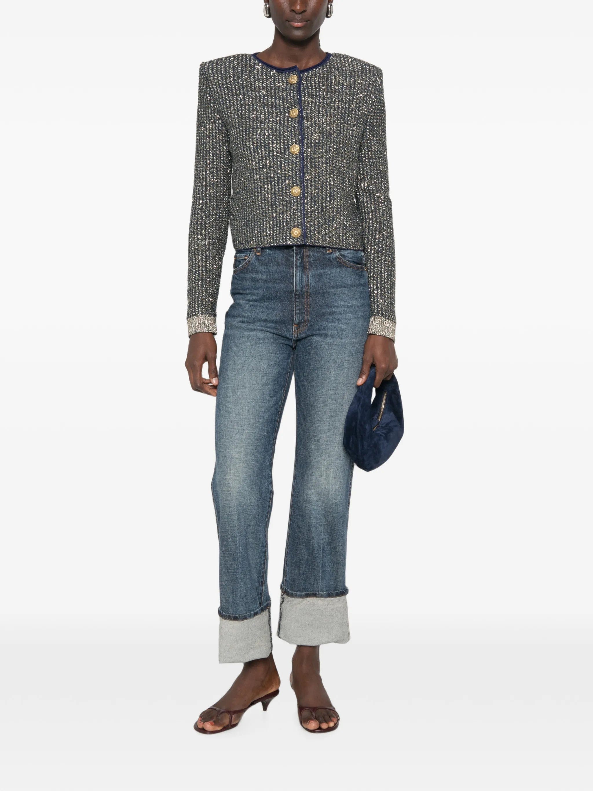 Balmain glittered tweed cardigan