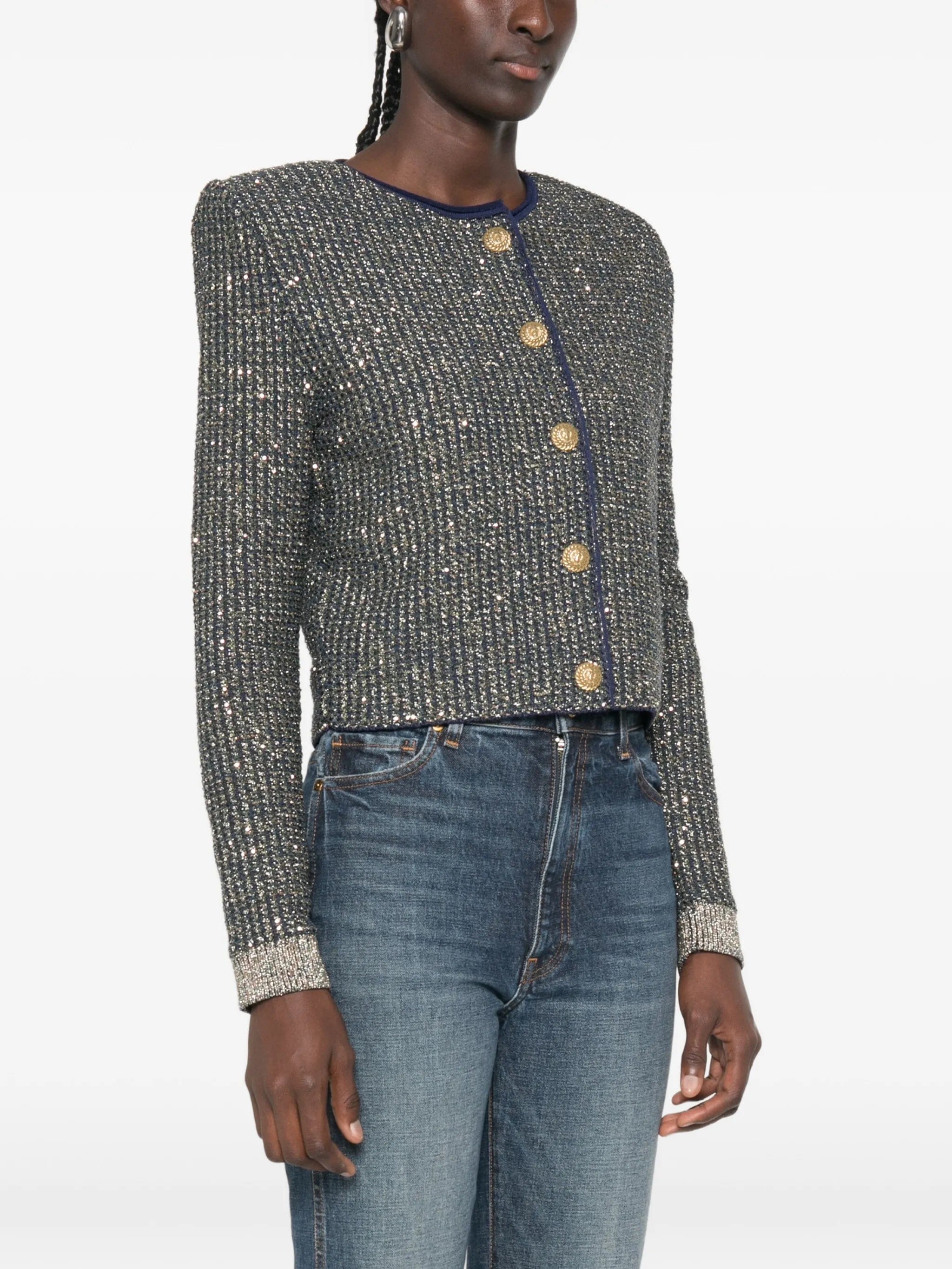 Balmain glittered tweed cardigan