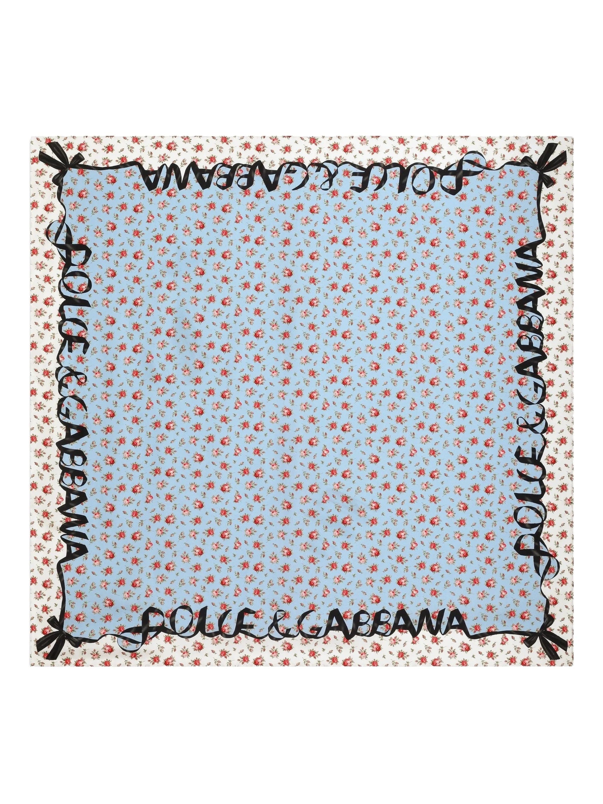 Dolce & Gabbana small rose print silk twill scarf 90x90