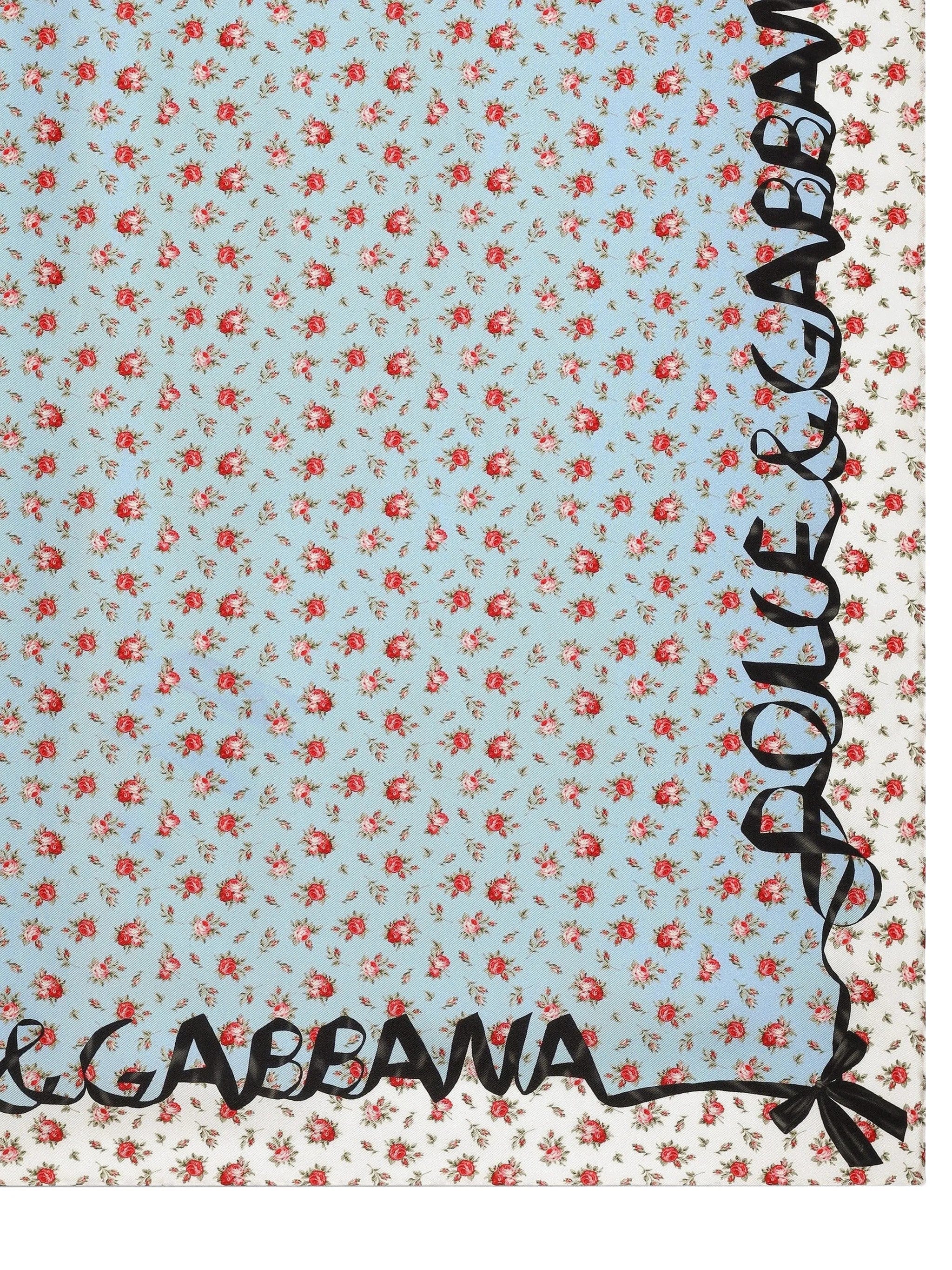 Dolce & Gabbana small rose print silk twill scarf 90x90