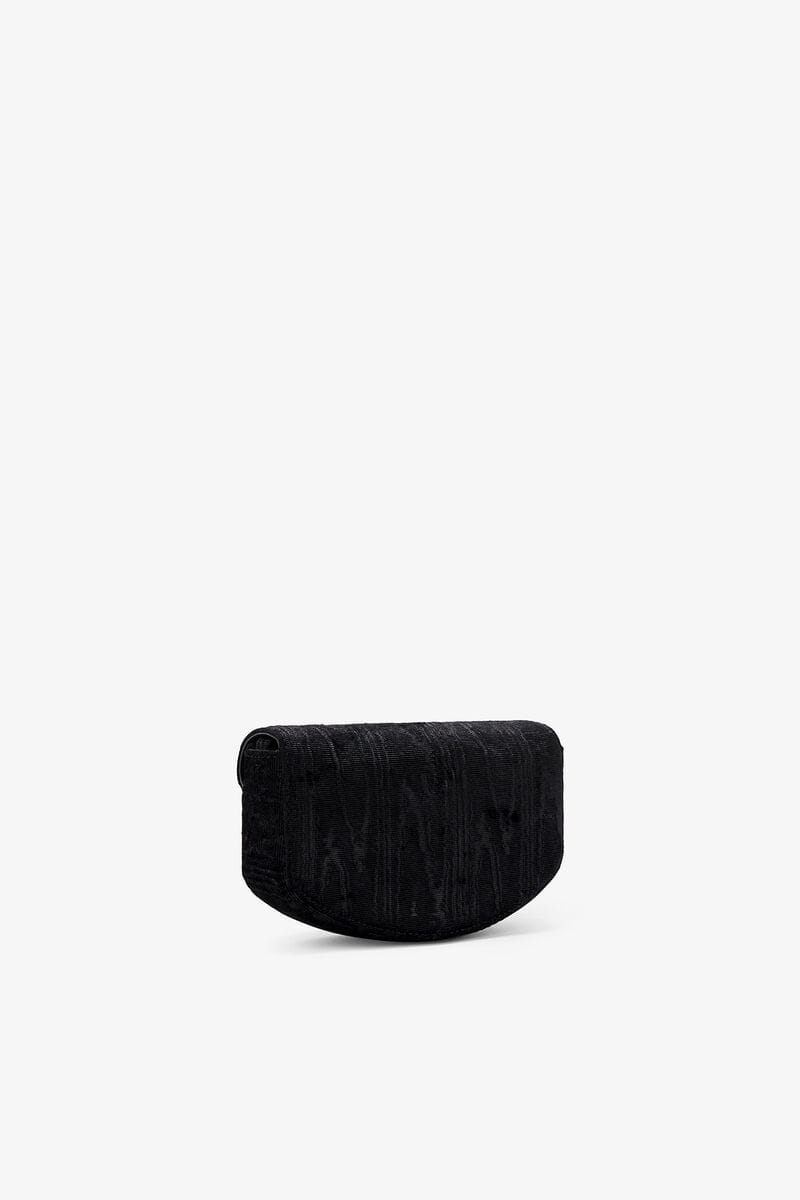 Ganni Black Lulu Wallet On Chain In Velvet Moire