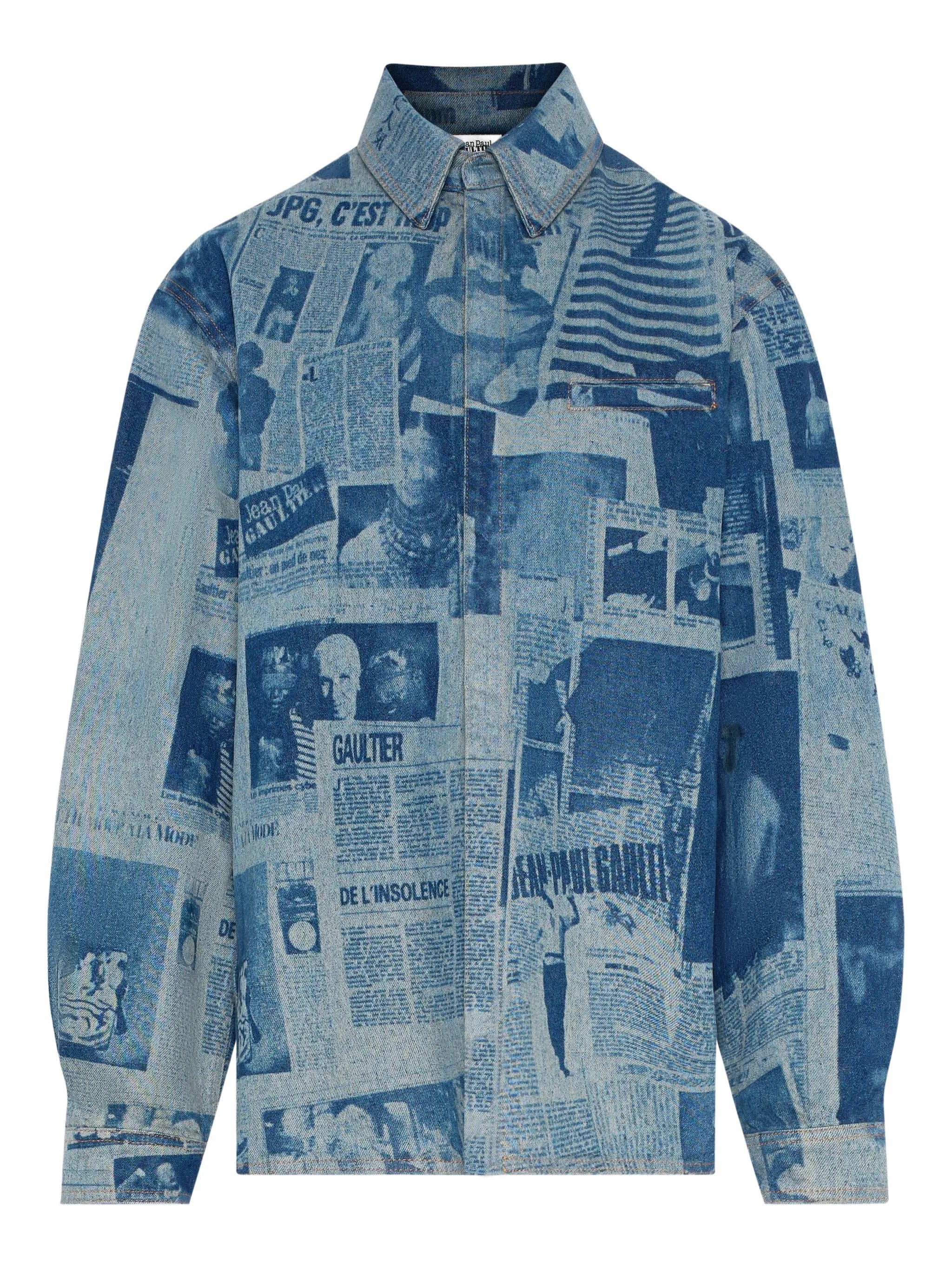 Jean Paul Gaultier newspaper print denim shirt