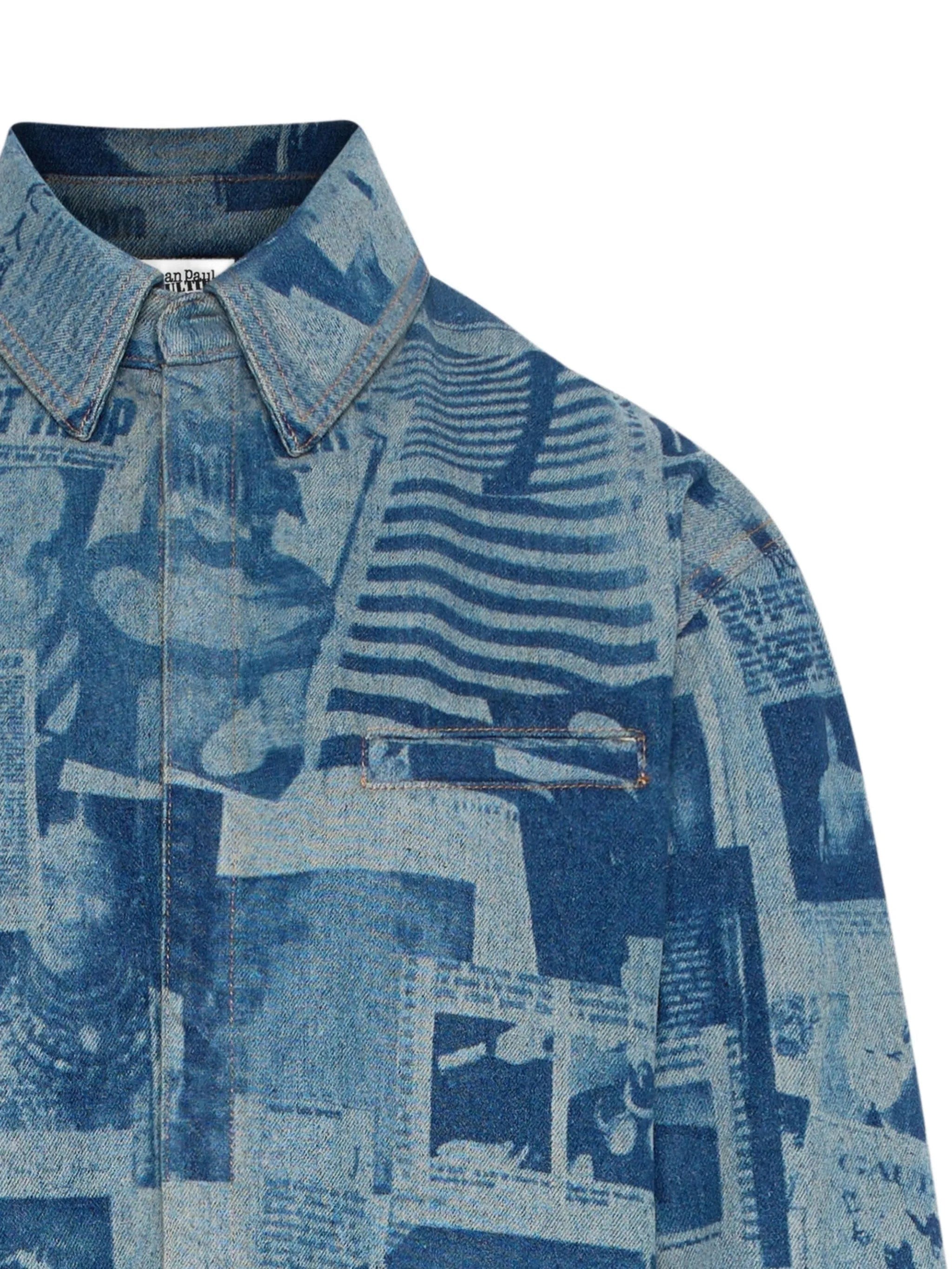 Jean Paul Gaultier newspaper print denim shirt