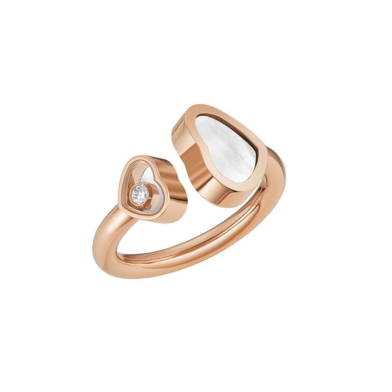 Chopard 18k Rose Gold Happy Hearts Mother - of - Pearl Ring - 829482 - 5300