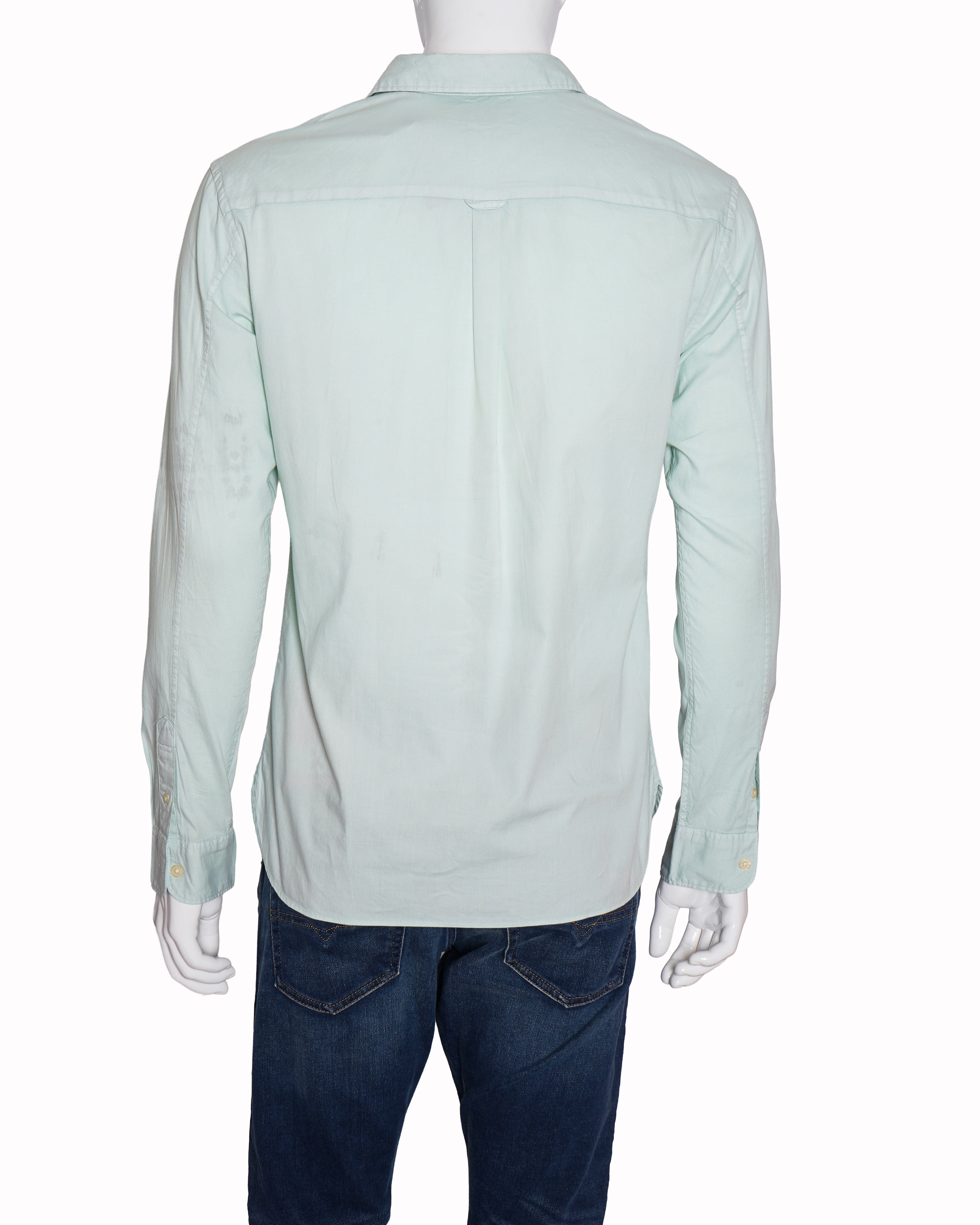 Allsaints Mint Green Long - Sleeve Cotton Ramskull Shirt