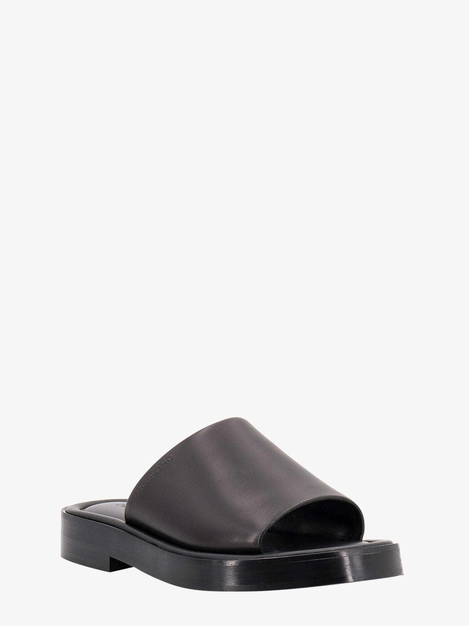 Ferragamo Leather sandals with embossed logo on the side