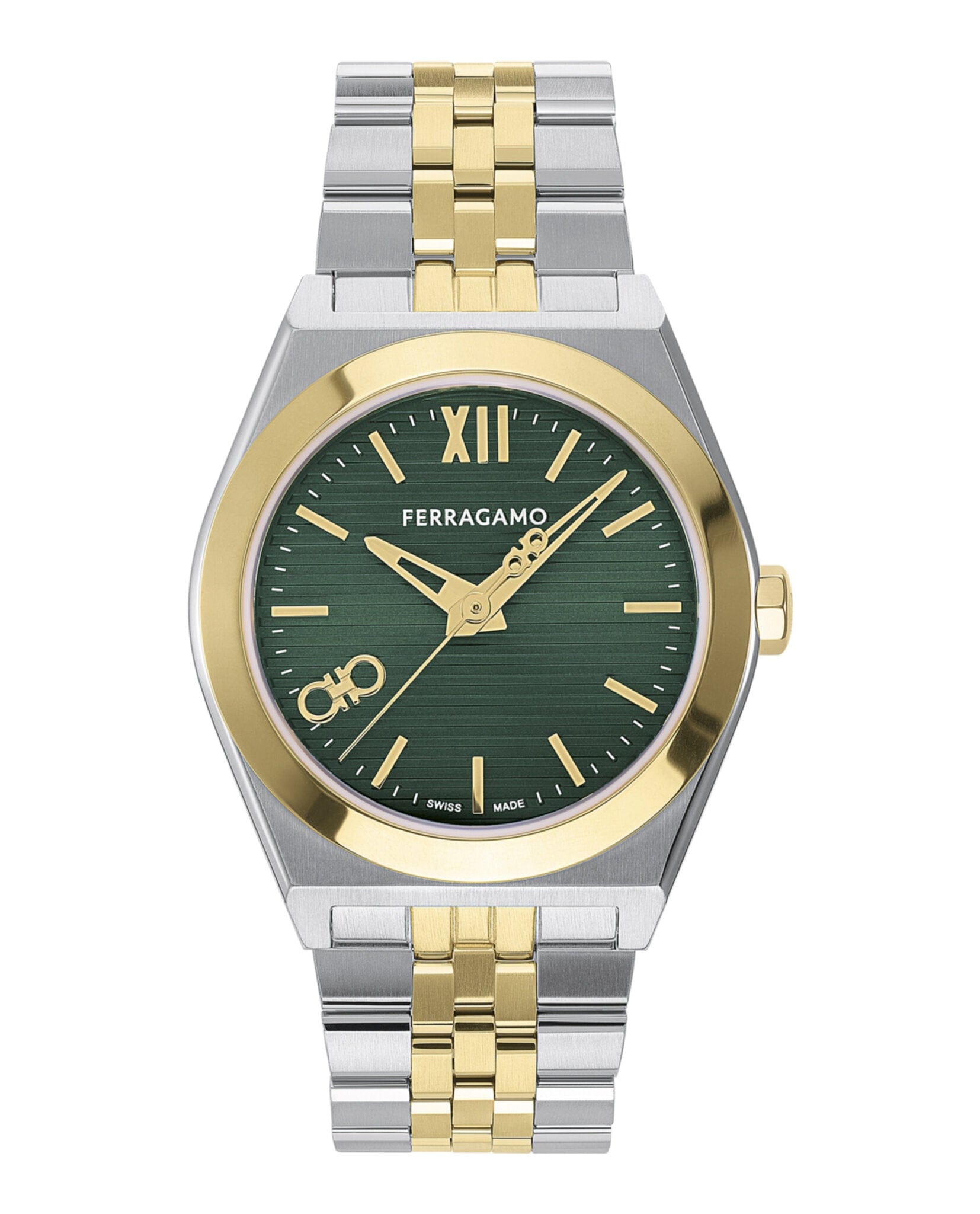 Ferragamo Mens Two Tone 40 mm Bracelet Fashion Watch