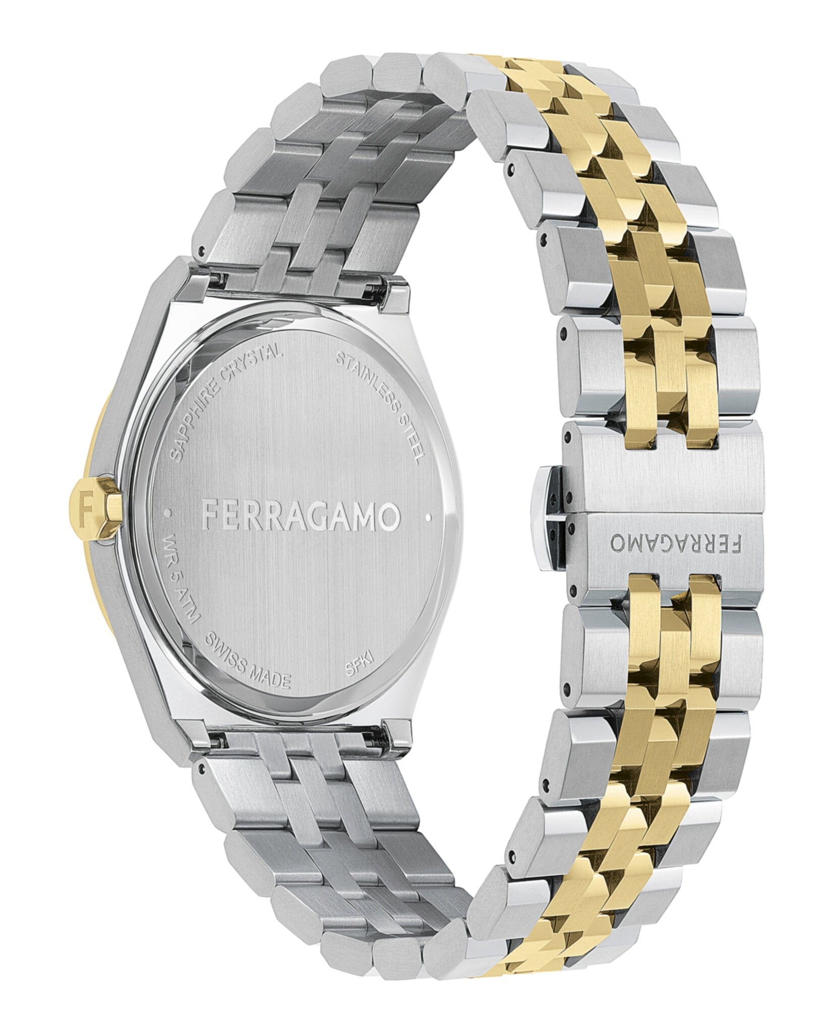 Ferragamo Mens Two Tone 40 mm Bracelet Fashion Watch
