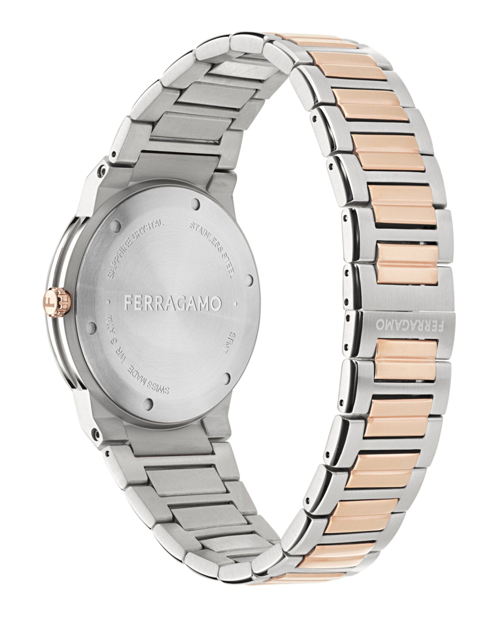 Ferragamo Mens Two Tone 41 mm Bracelet Fashion Watch