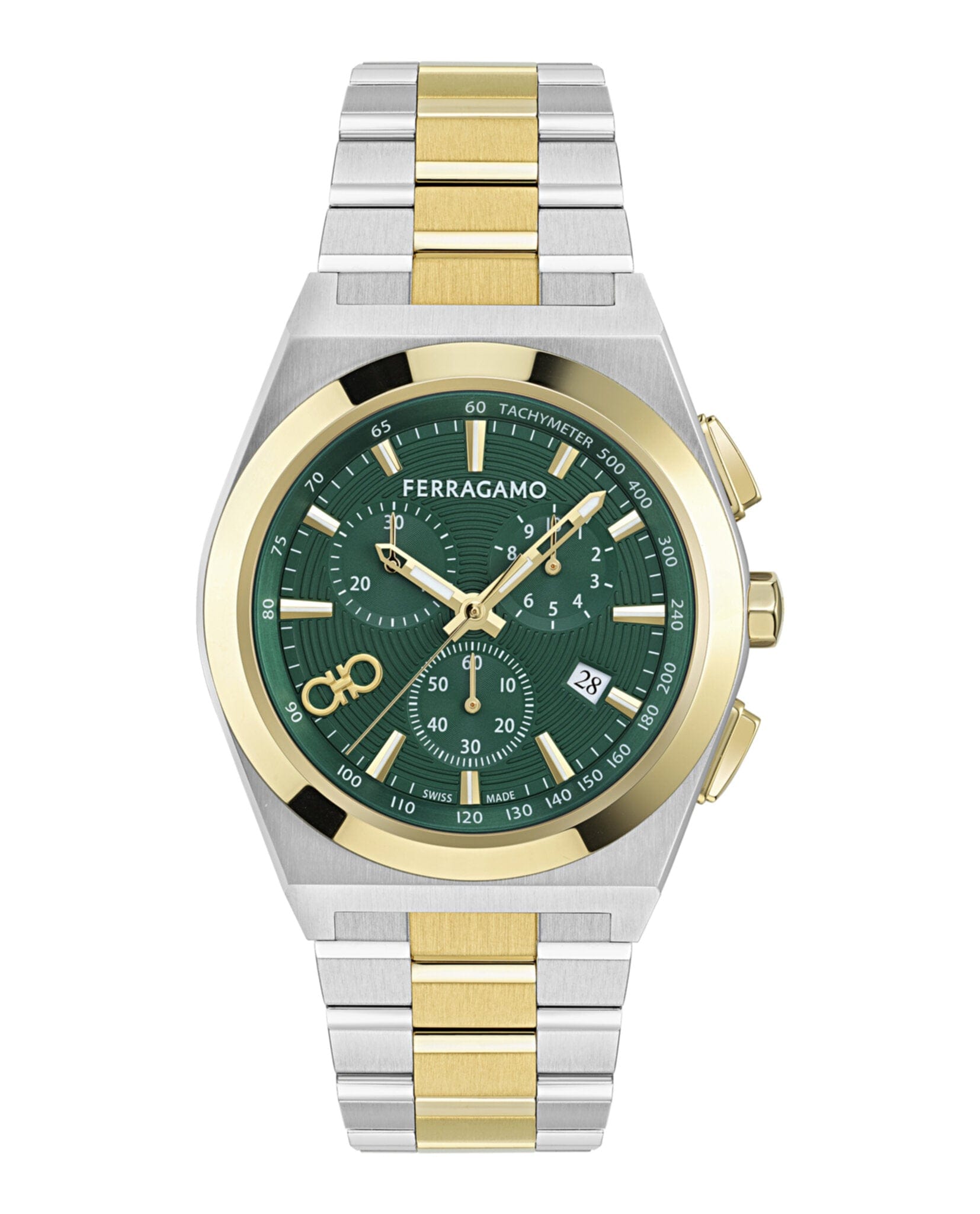 Ferragamo Mens Two Tone 42 mm Bracelet Fashion Watch