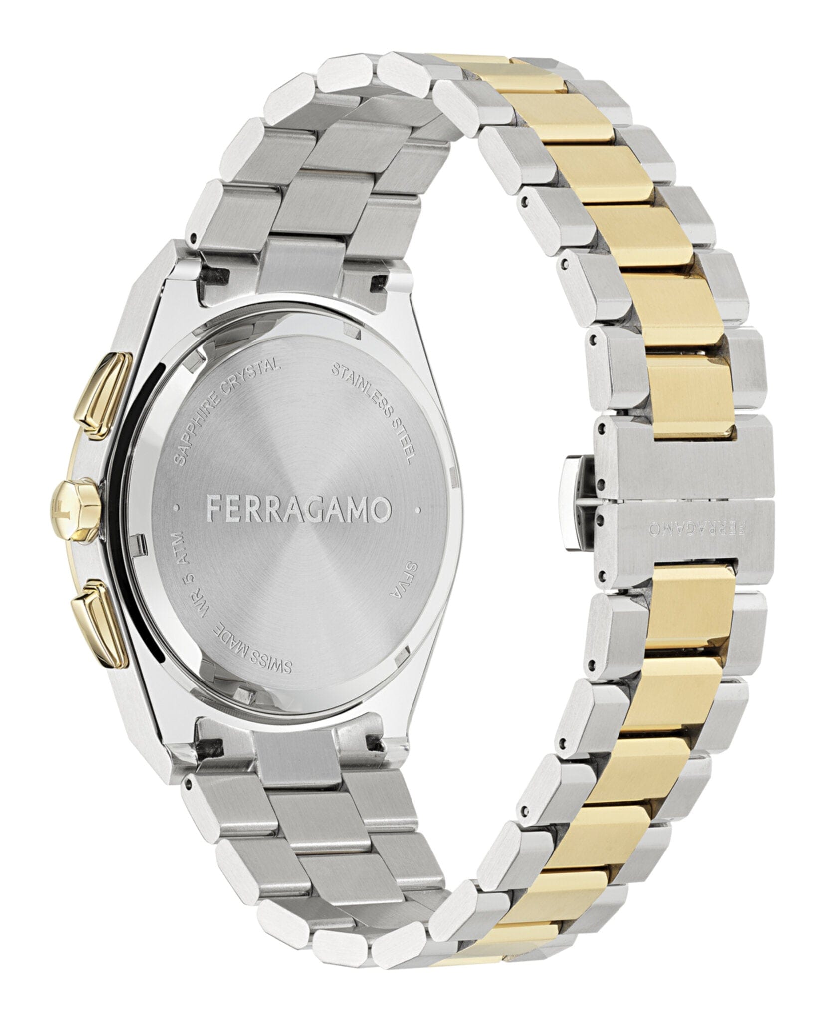Ferragamo Mens Two Tone 42 mm Bracelet Fashion Watch