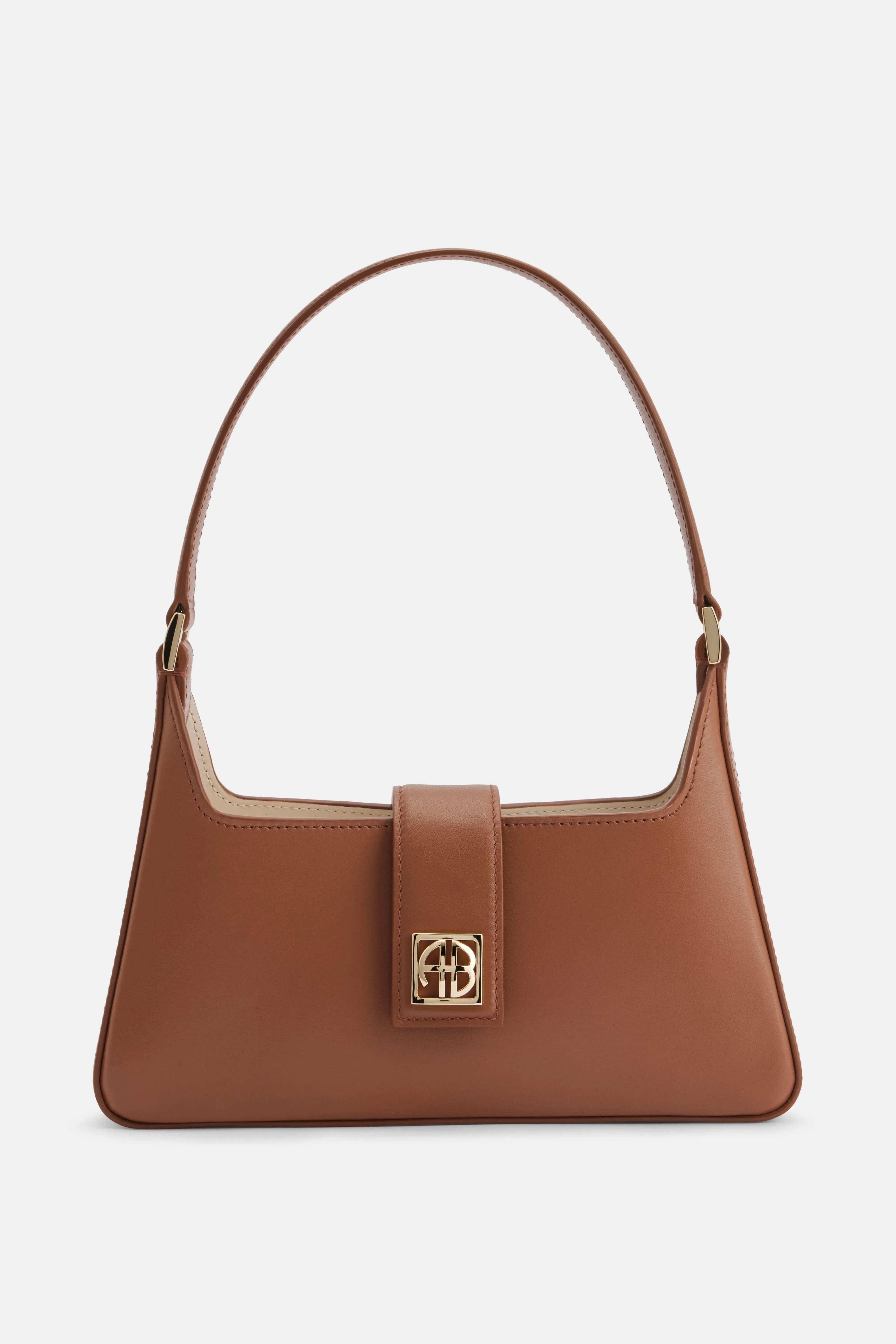 ANINE BING Lou Leather Shoulder Bag in Brown