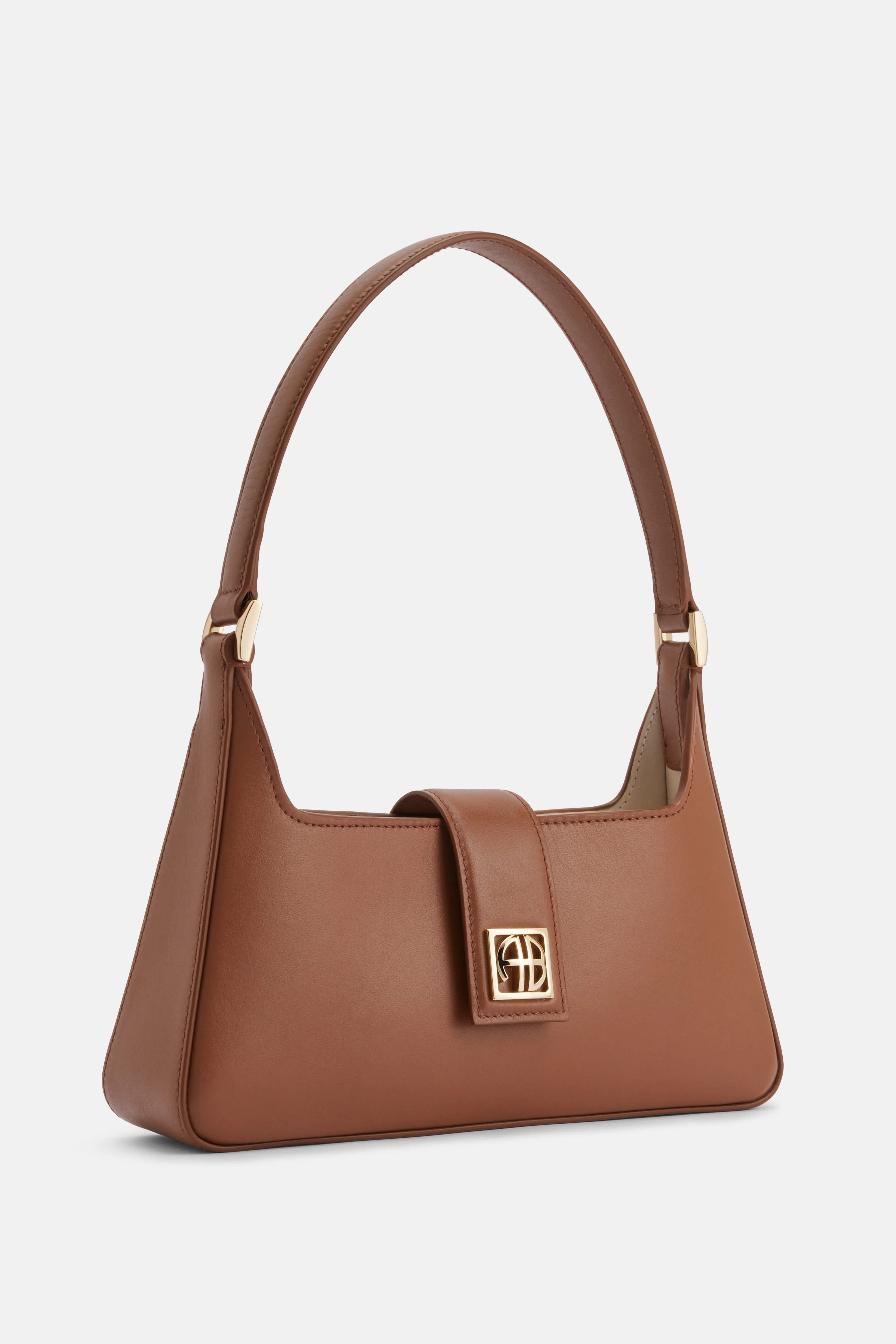 ANINE BING Lou Leather Shoulder Bag in Brown