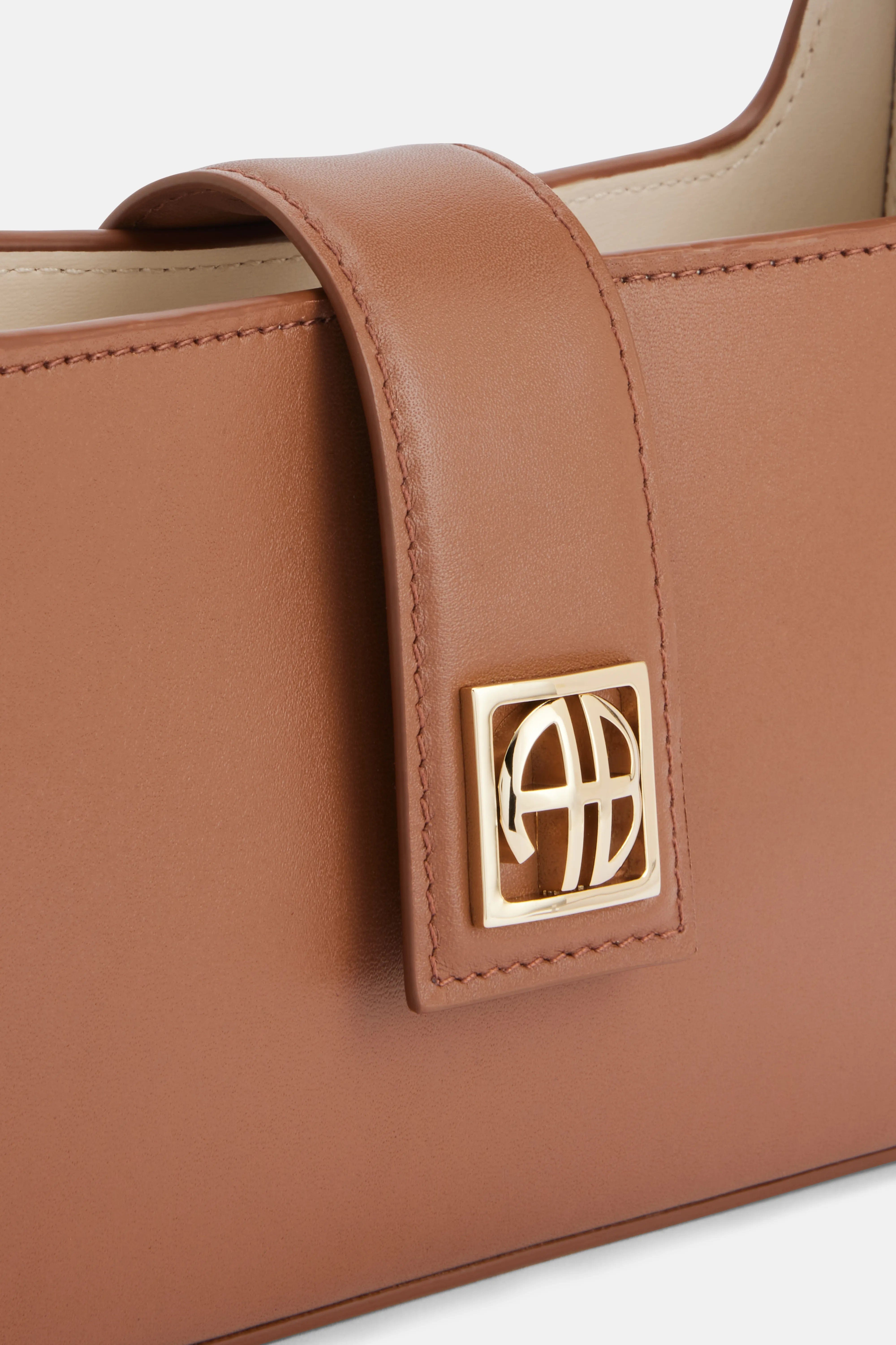 ANINE BING Lou Leather Shoulder Bag in Brown