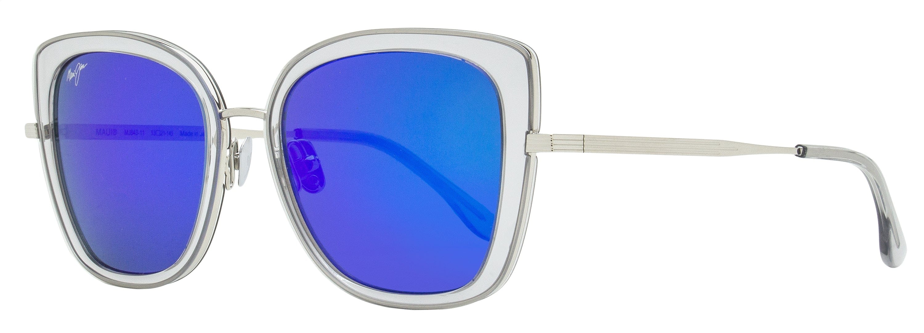Maui Jim Voilet Lake Sunglasses MJ843 11 Silver/Transparent Gray 53 mm