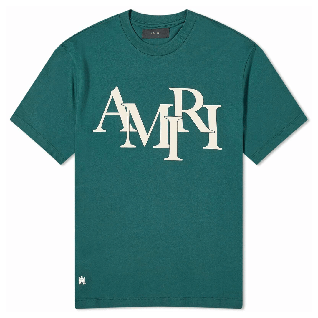 Amiri Staggered Logo T - Shirt Forest Green