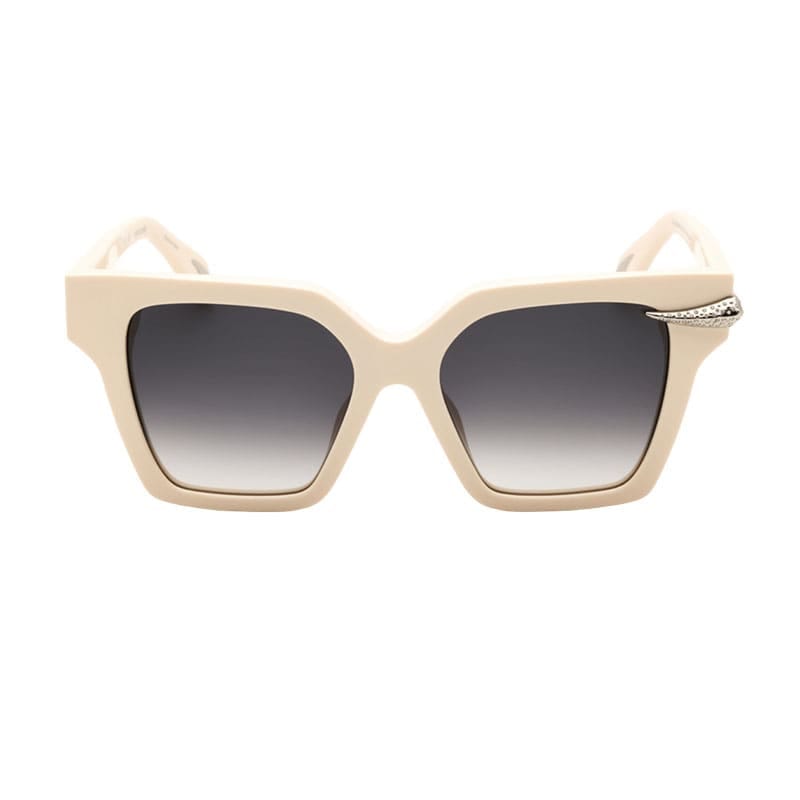 Roberto Cavalli Sunglasses Square Full Rim, Cream Beige Frame And Grey Gradient Lens Src002S09X7