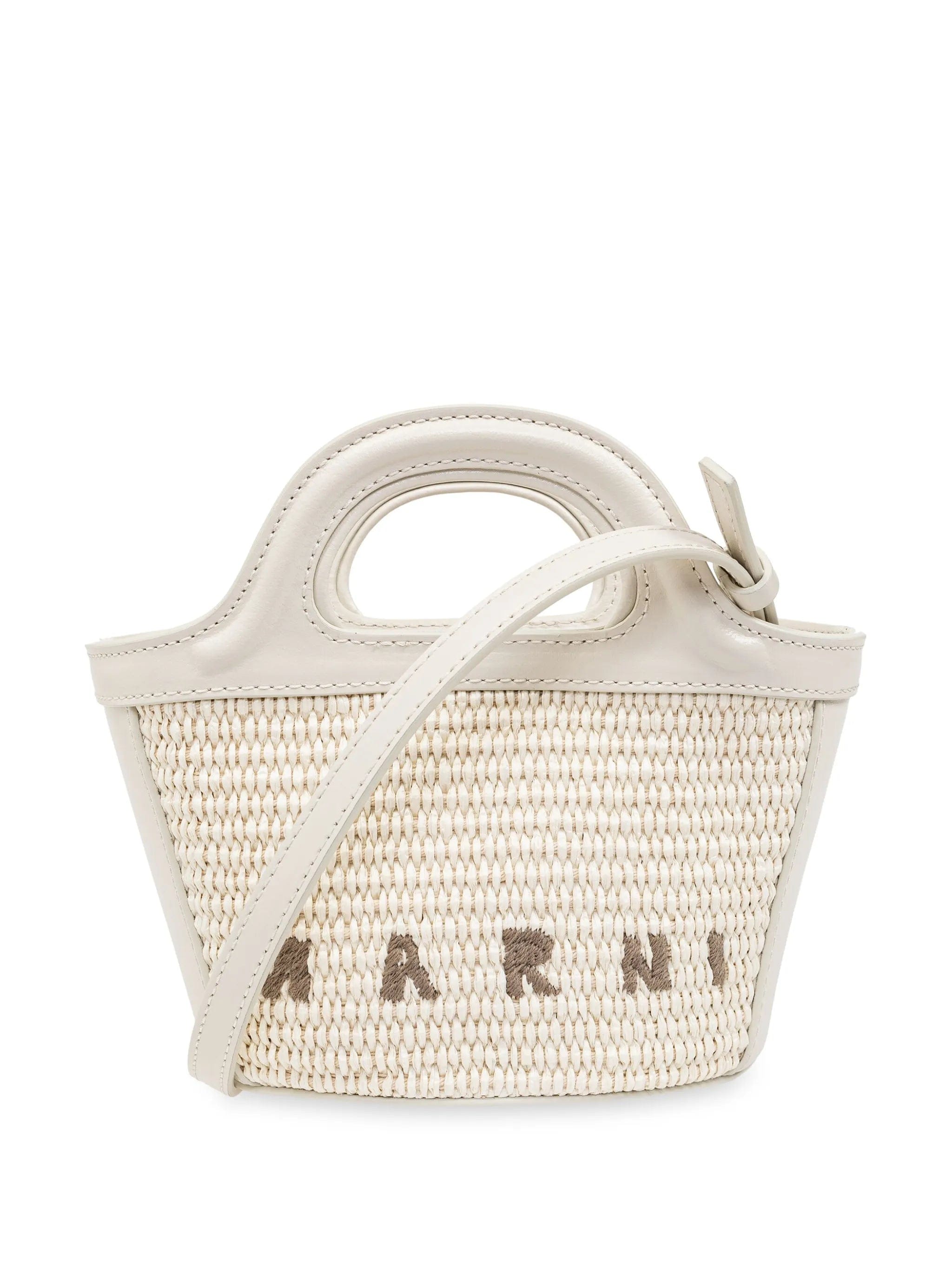 Marni Tropicalia micro bag in leather and raffia - effect fabric