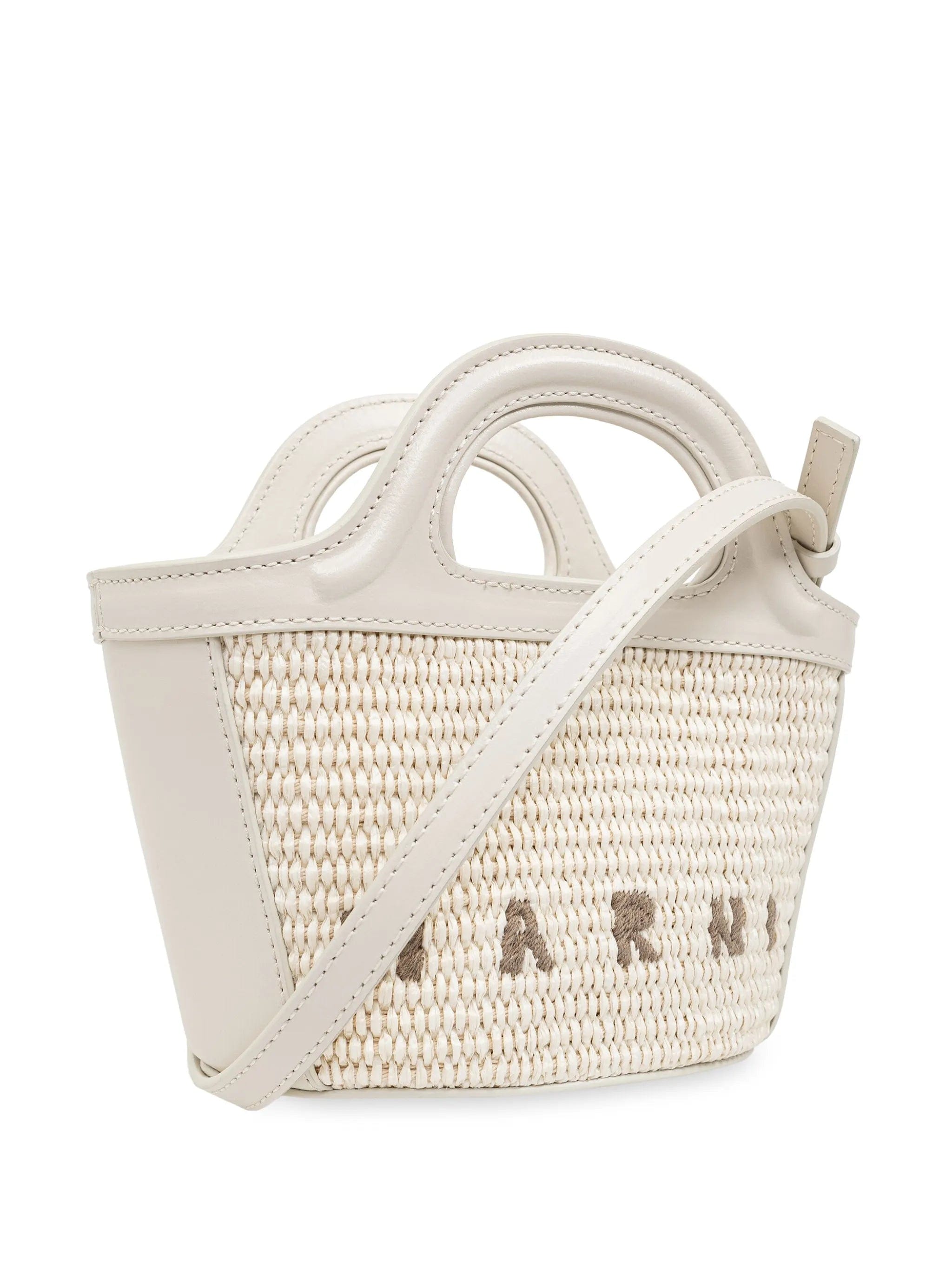 Marni Tropicalia micro bag in leather and raffia - effect fabric