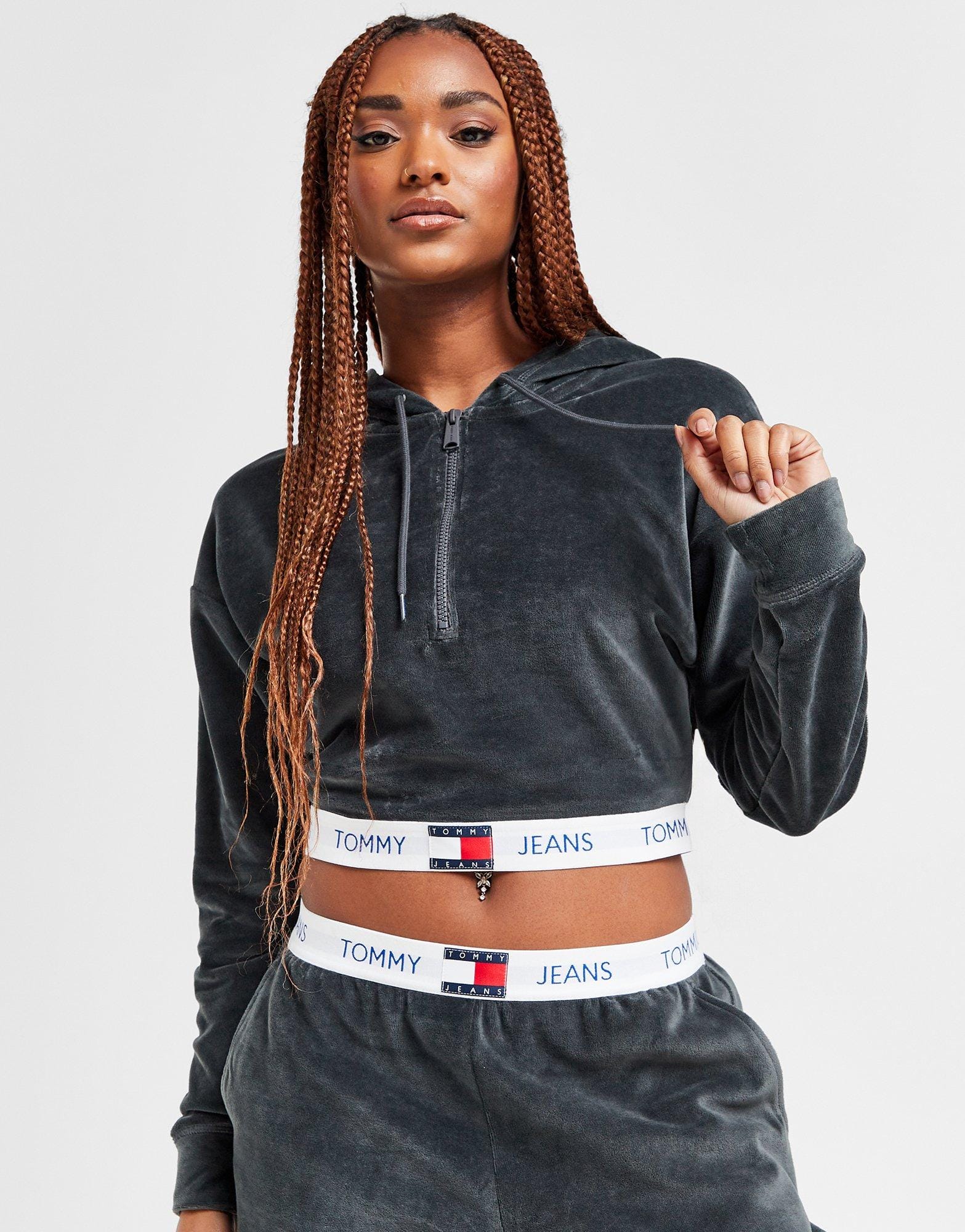 Tommy Hilfiger Velour Crop Hoodie