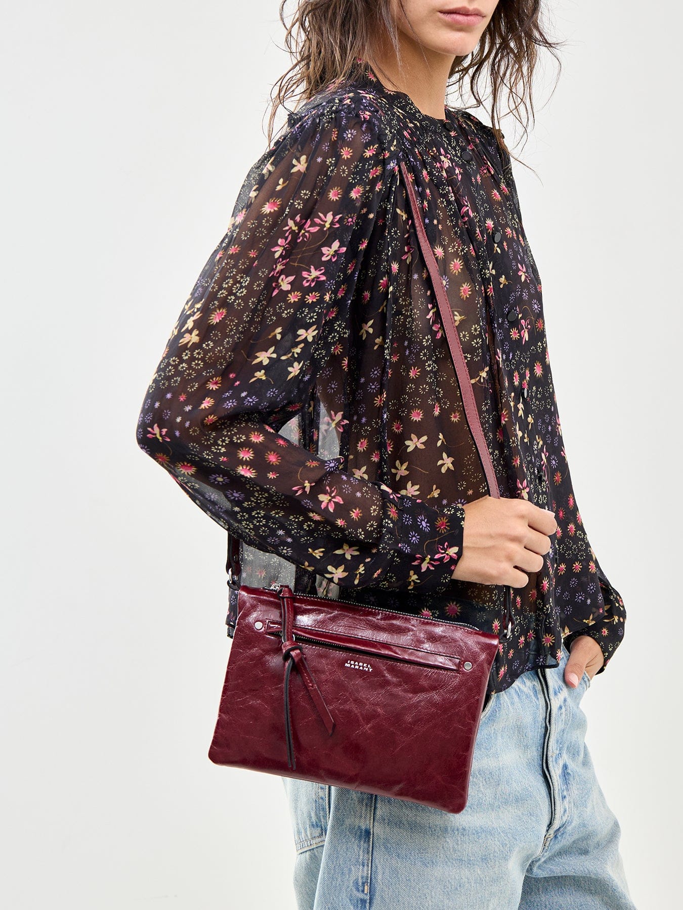 Isabel Marant Winna Duo Shoulder Bag Burgundy