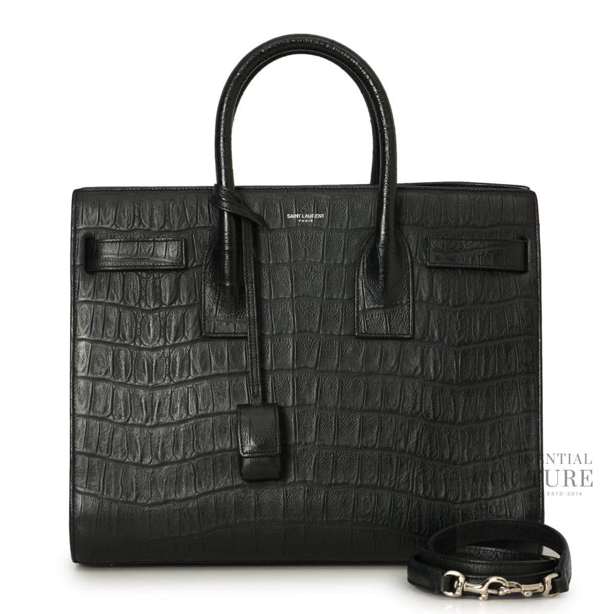 Saint Laurent Paris Sac De Jour Crocodile Embossed Leather Small Tote Bag