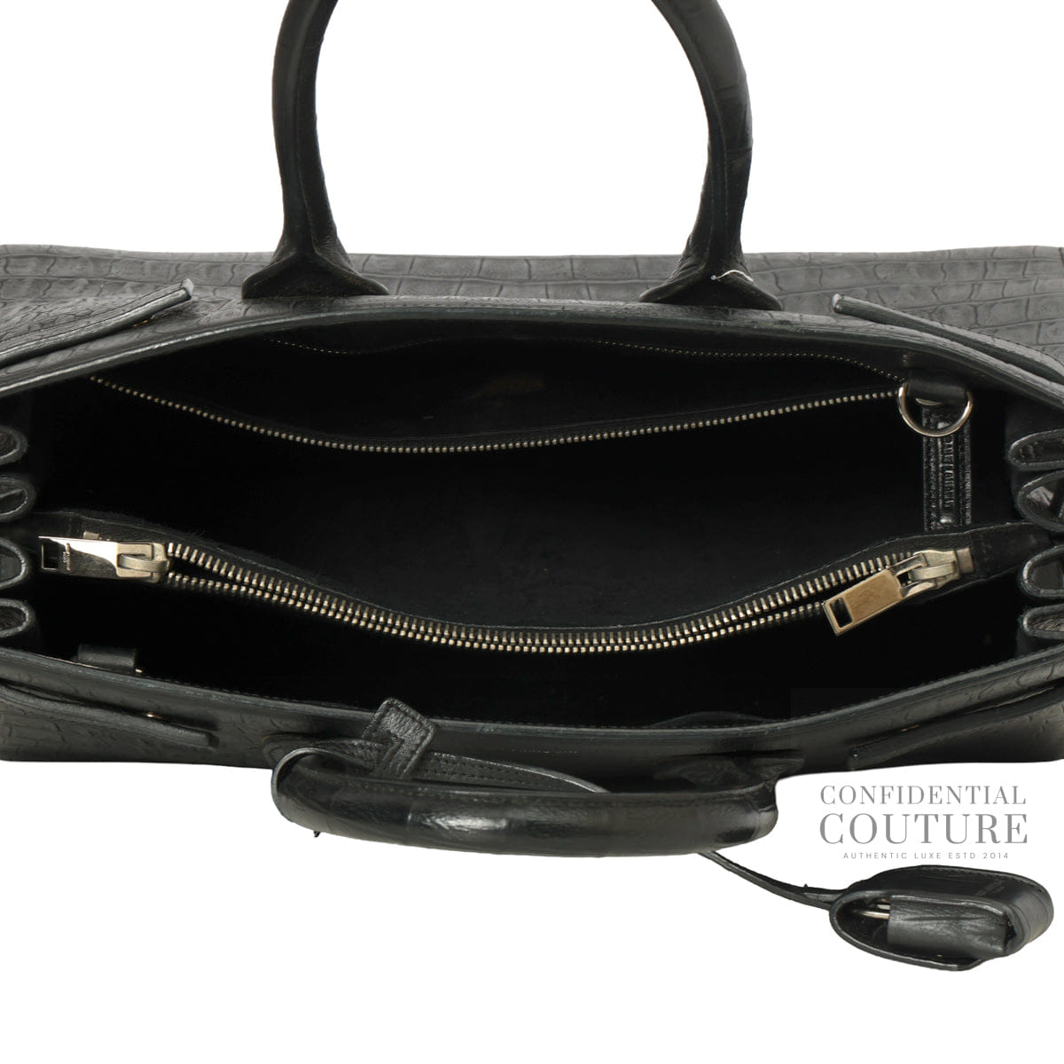 Saint Laurent Paris Sac De Jour Crocodile Embossed Leather Small Tote Bag