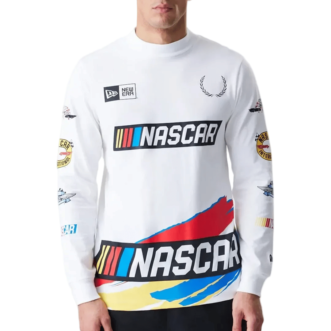 NEW ERA NASCAR MODERN SPEED LONG SLEEVE SHIRT WHITE
