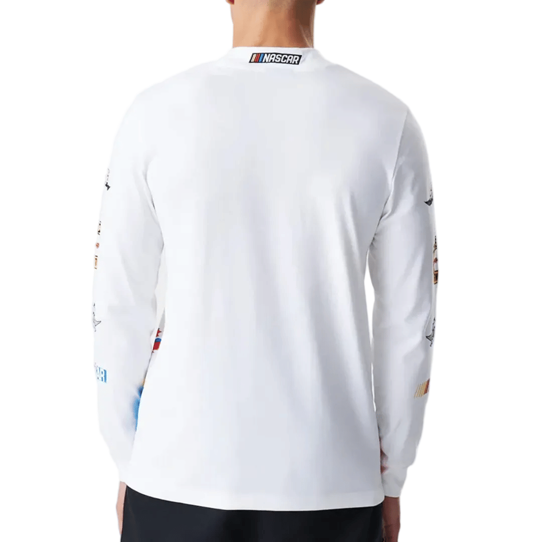 NEW ERA NASCAR MODERN SPEED LONG SLEEVE SHIRT WHITE