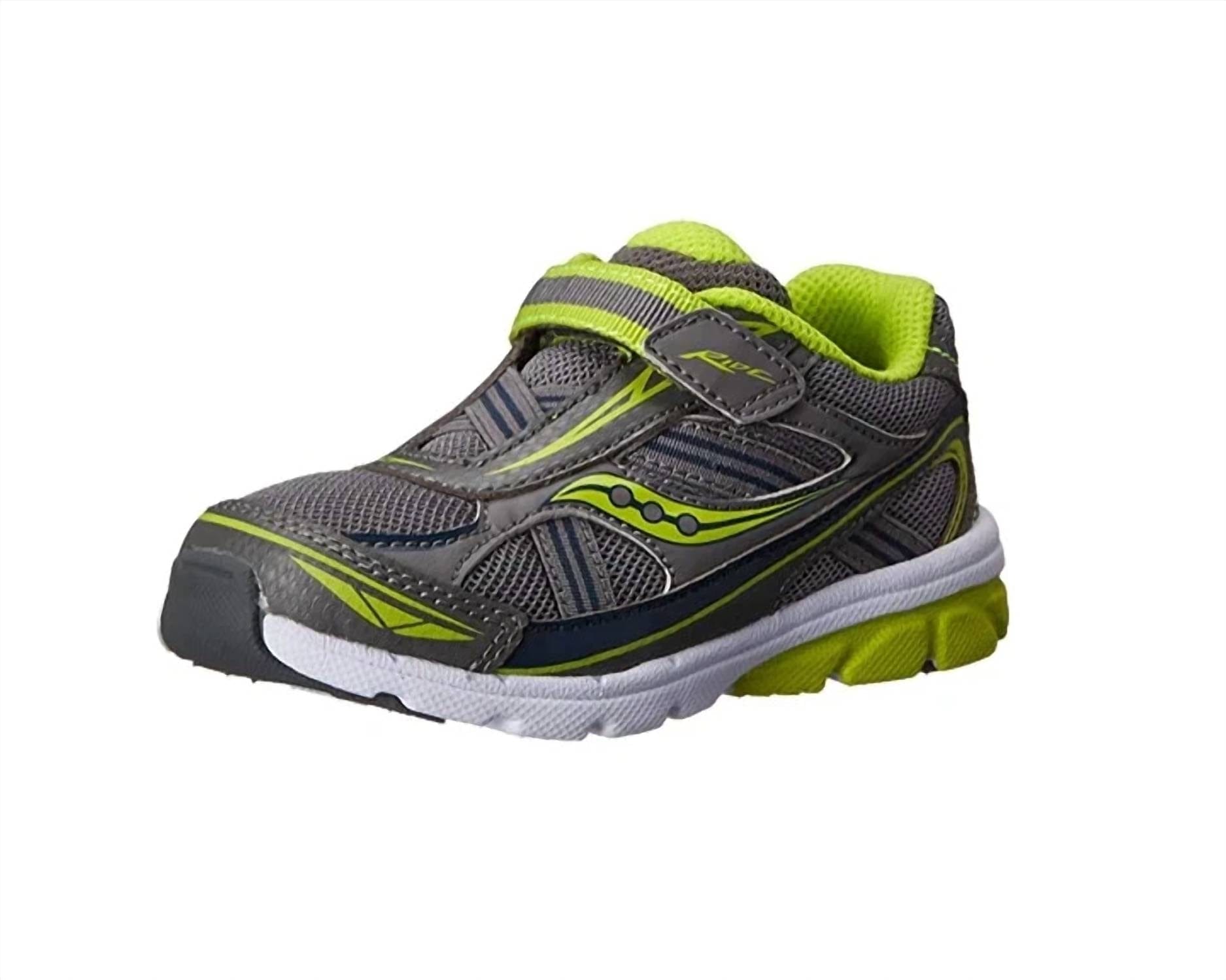 LIME Boy's Ride Sneakers In Grey/ Lime Green
