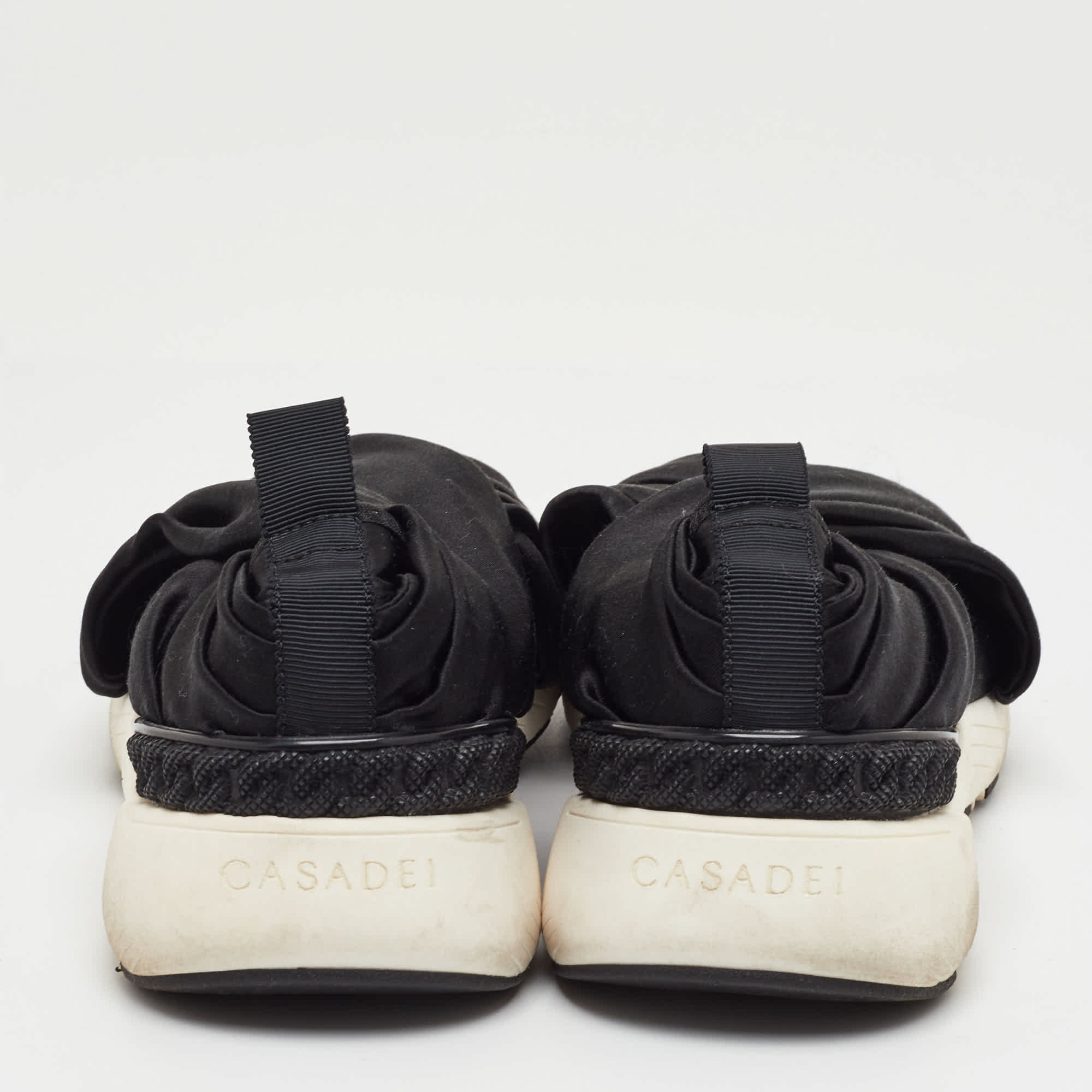 SLIP Size 35 Black Satin Slip On Sneakers