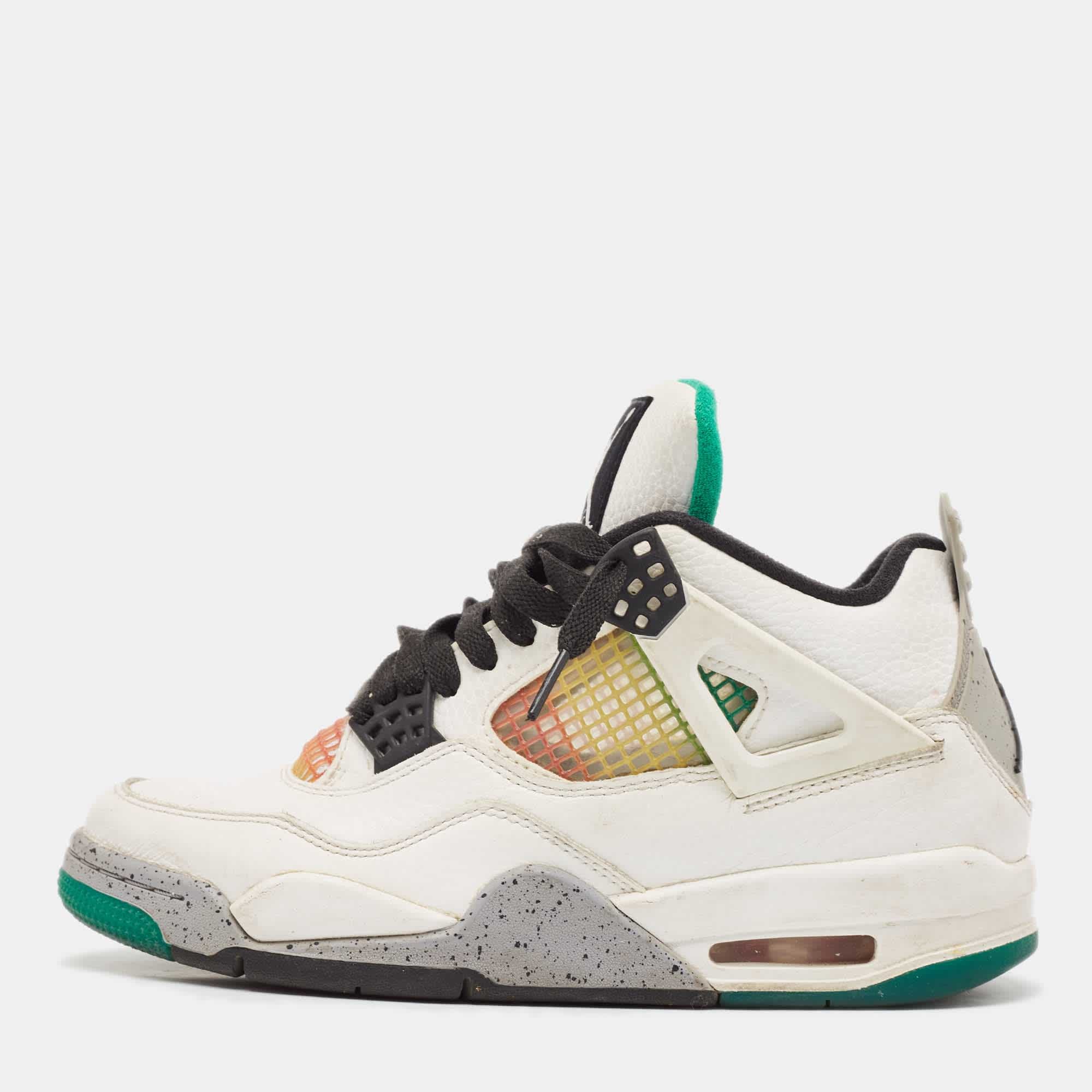 Jordan 4 Air Jordans White Leather Jordan 4 High Top Sneakers