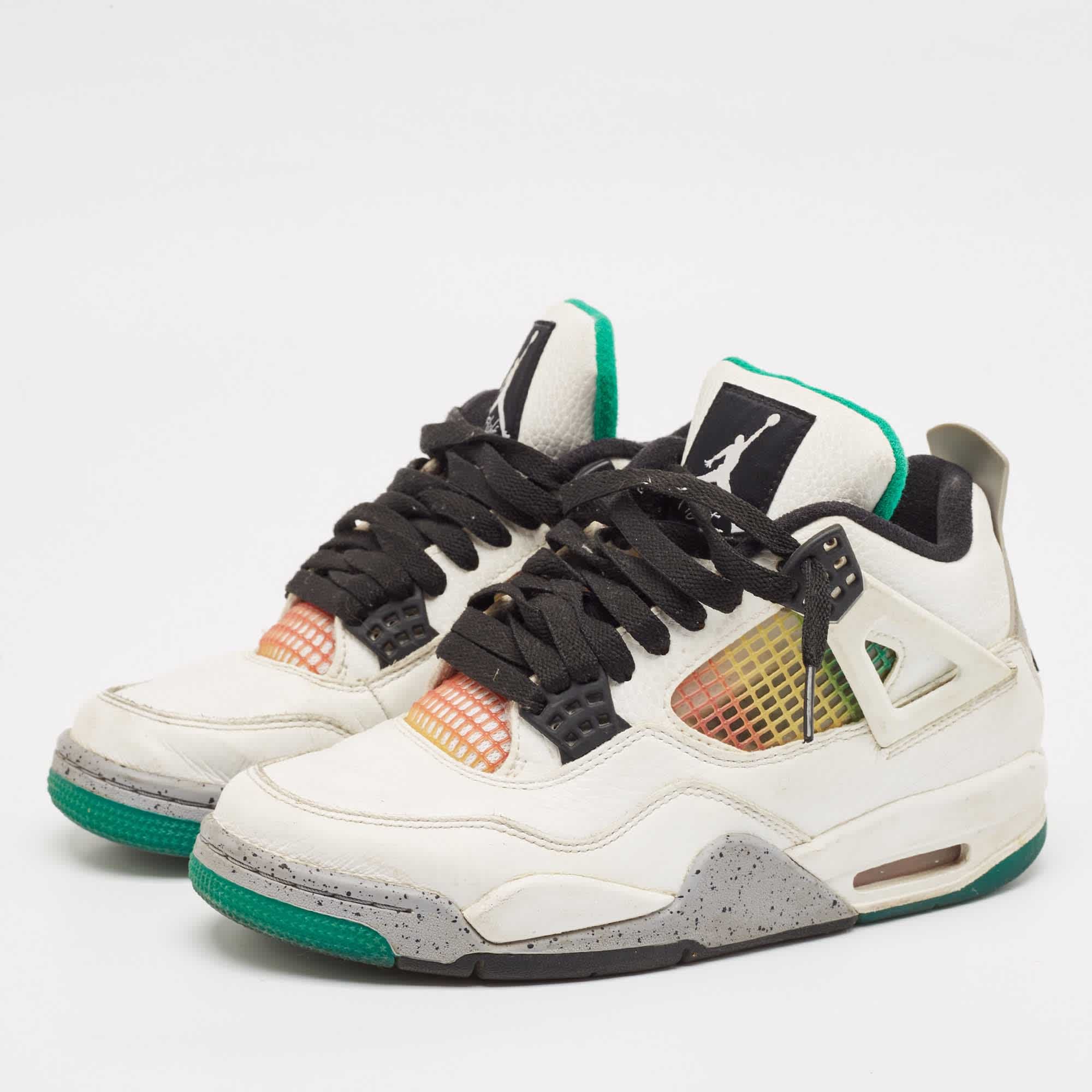 Jordan 4 Air Jordans White Leather Jordan 4 High Top Sneakers
