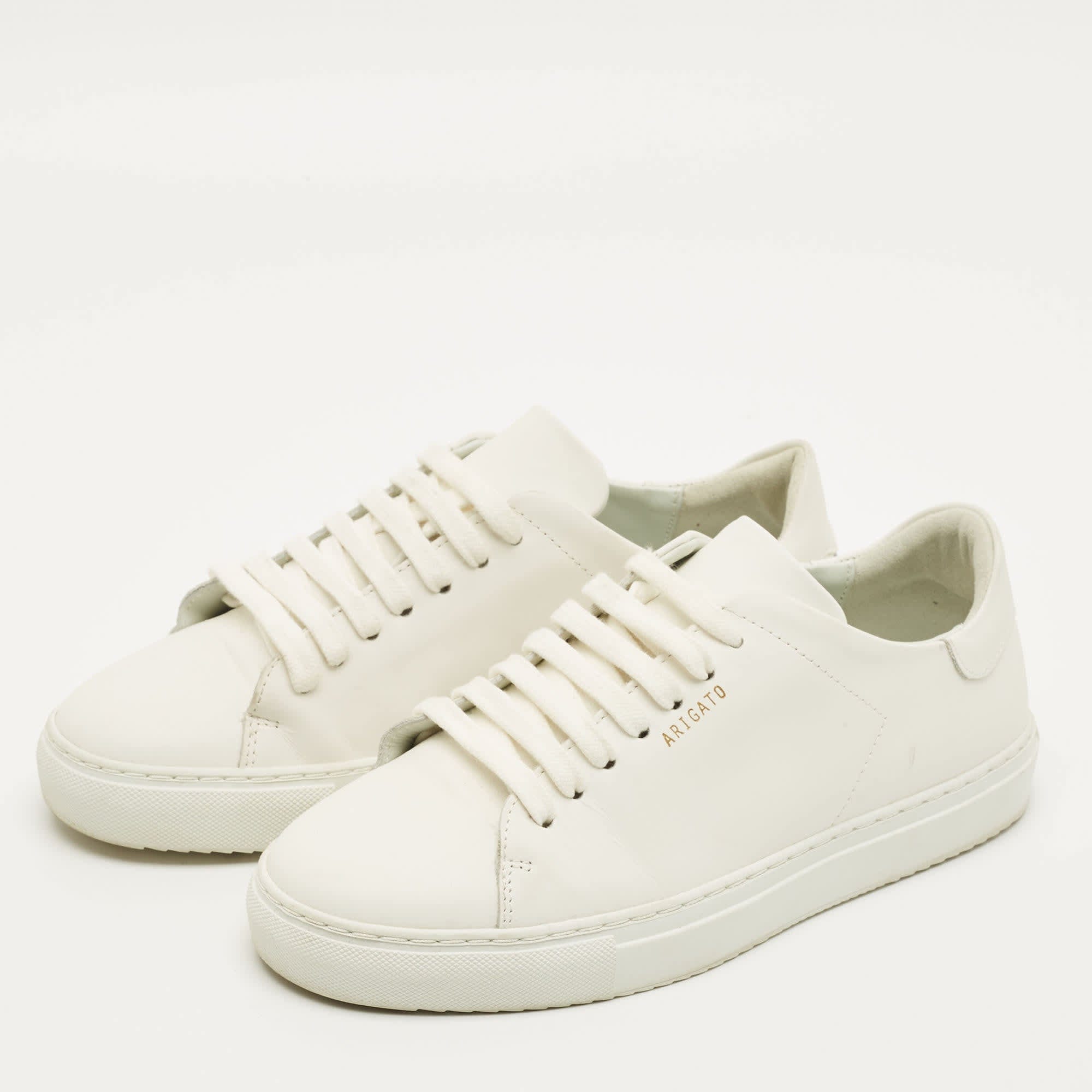 WHITE* Size 38 White Leather Lace Up Sneakers