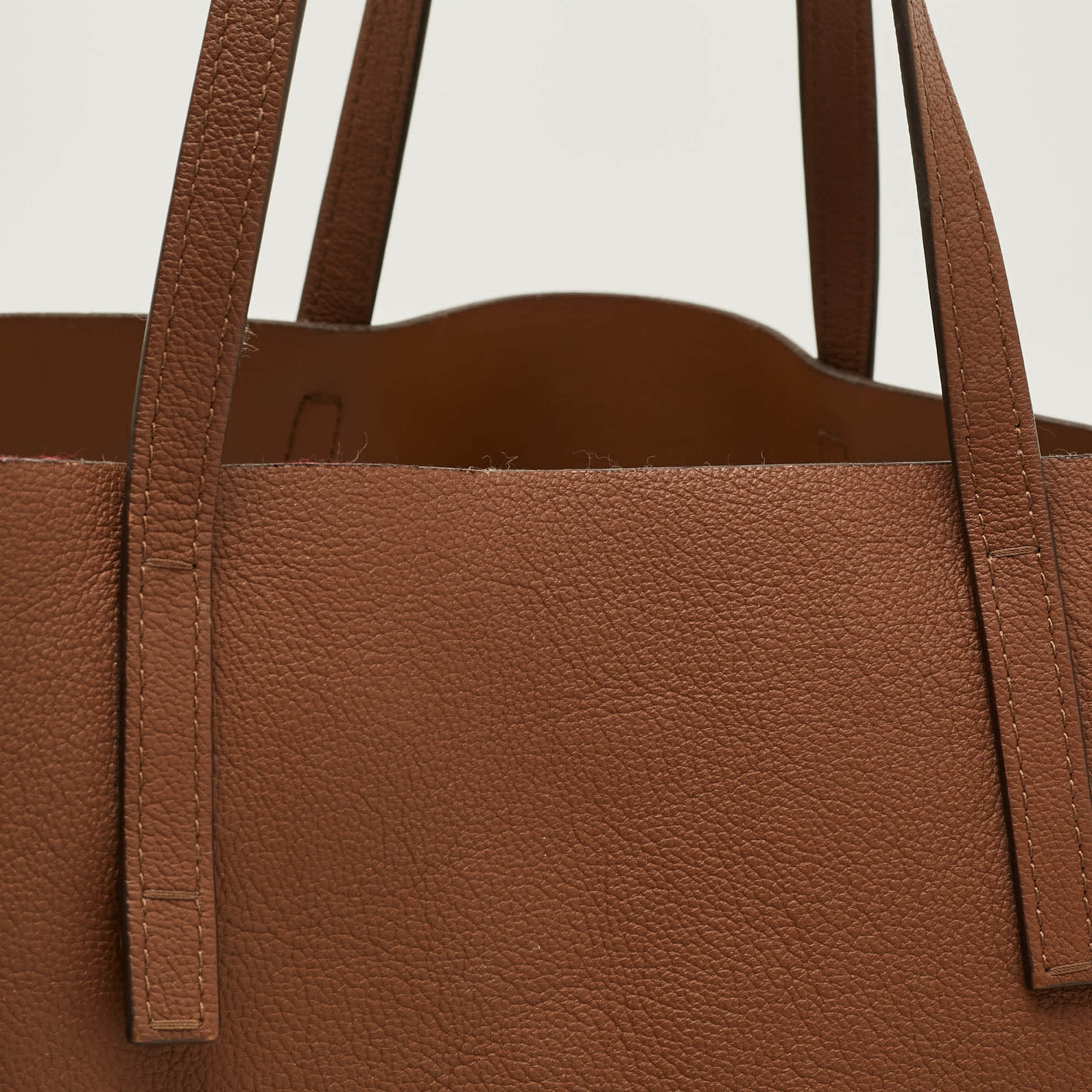 Ch Carolina Herrera Fringe Brown Leather Shopper Tote