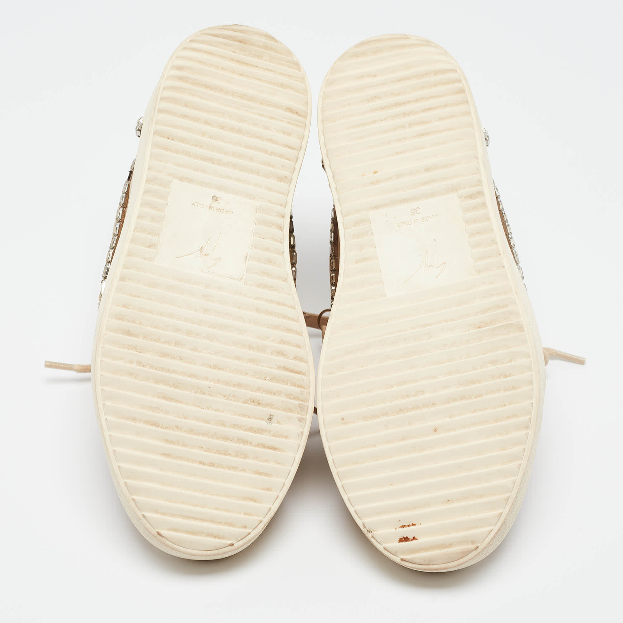 And Gisueppe Zanotti Beige Nubuck And Leather Double Zip Low Top Sneakers