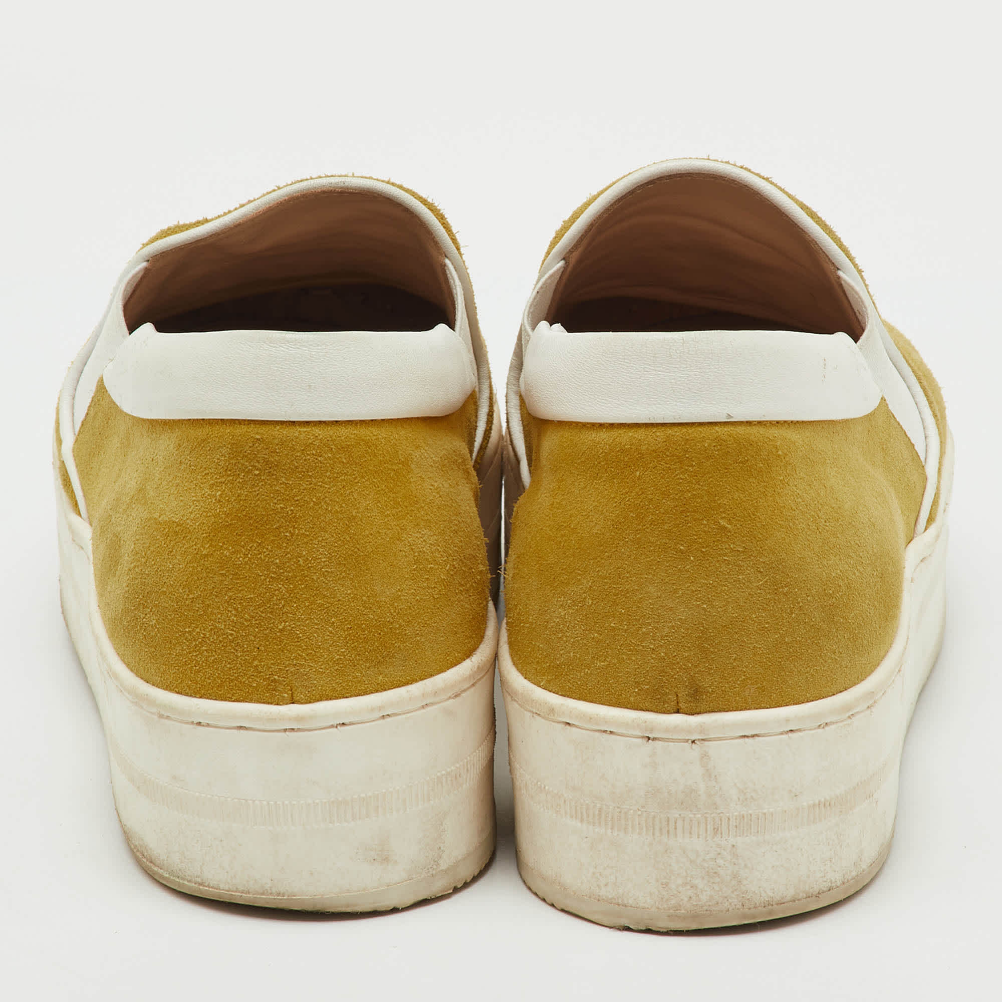 Yellow N°21 Yellow Suede Embellished Platform Slip On Sneakers