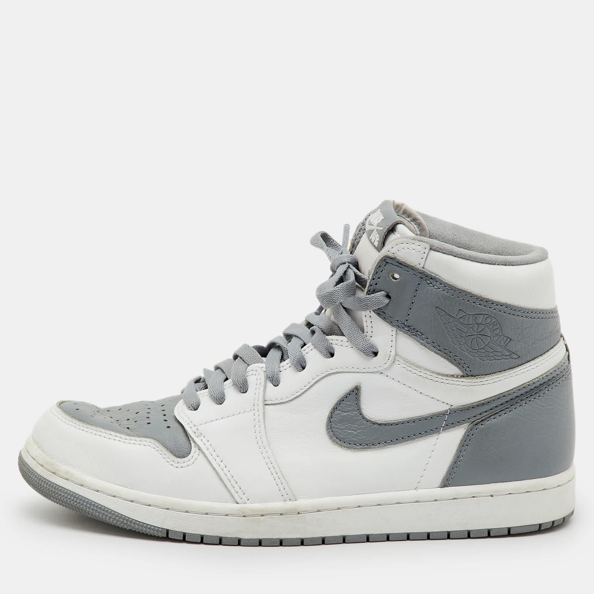 JORDAN 1 Air Jordans White/grey Leather Jordan 1 Retro High Og Stealth Sneakers