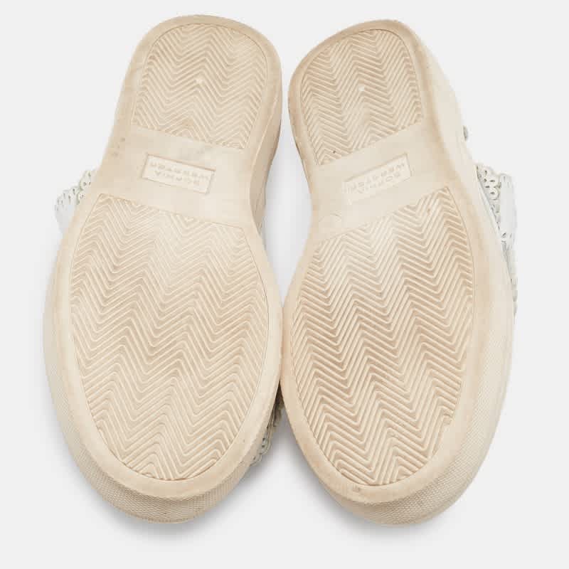 Sophia Webster White Leather Embellished Slip On Sneakers