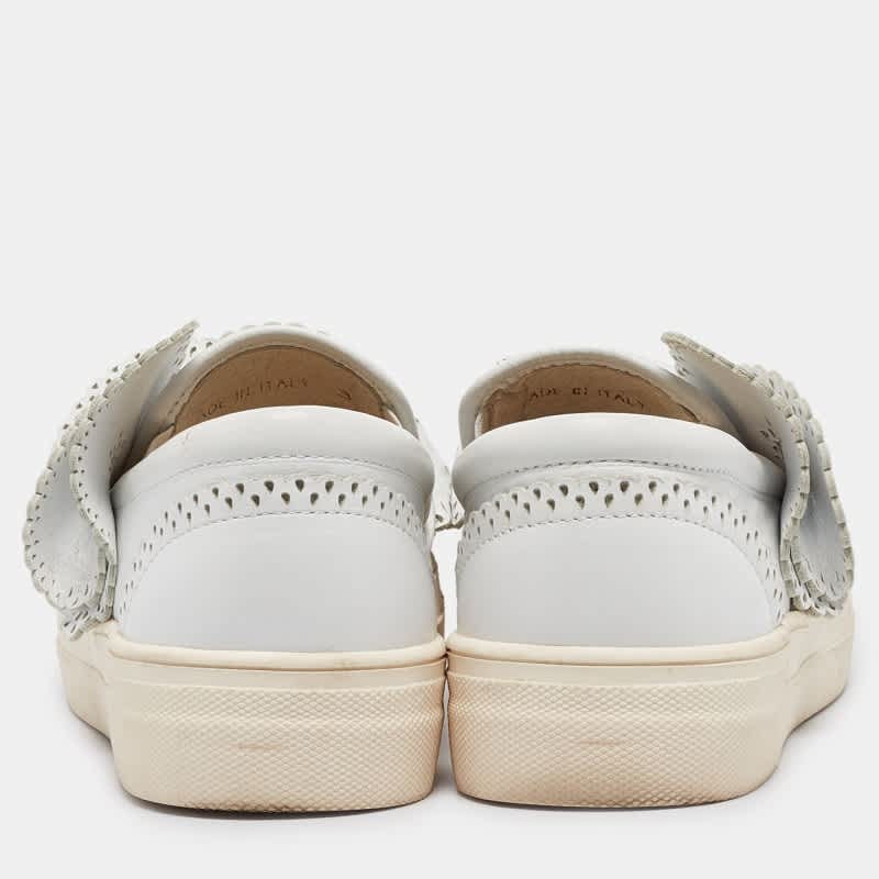 Sophia Webster White Leather Embellished Slip On Sneakers