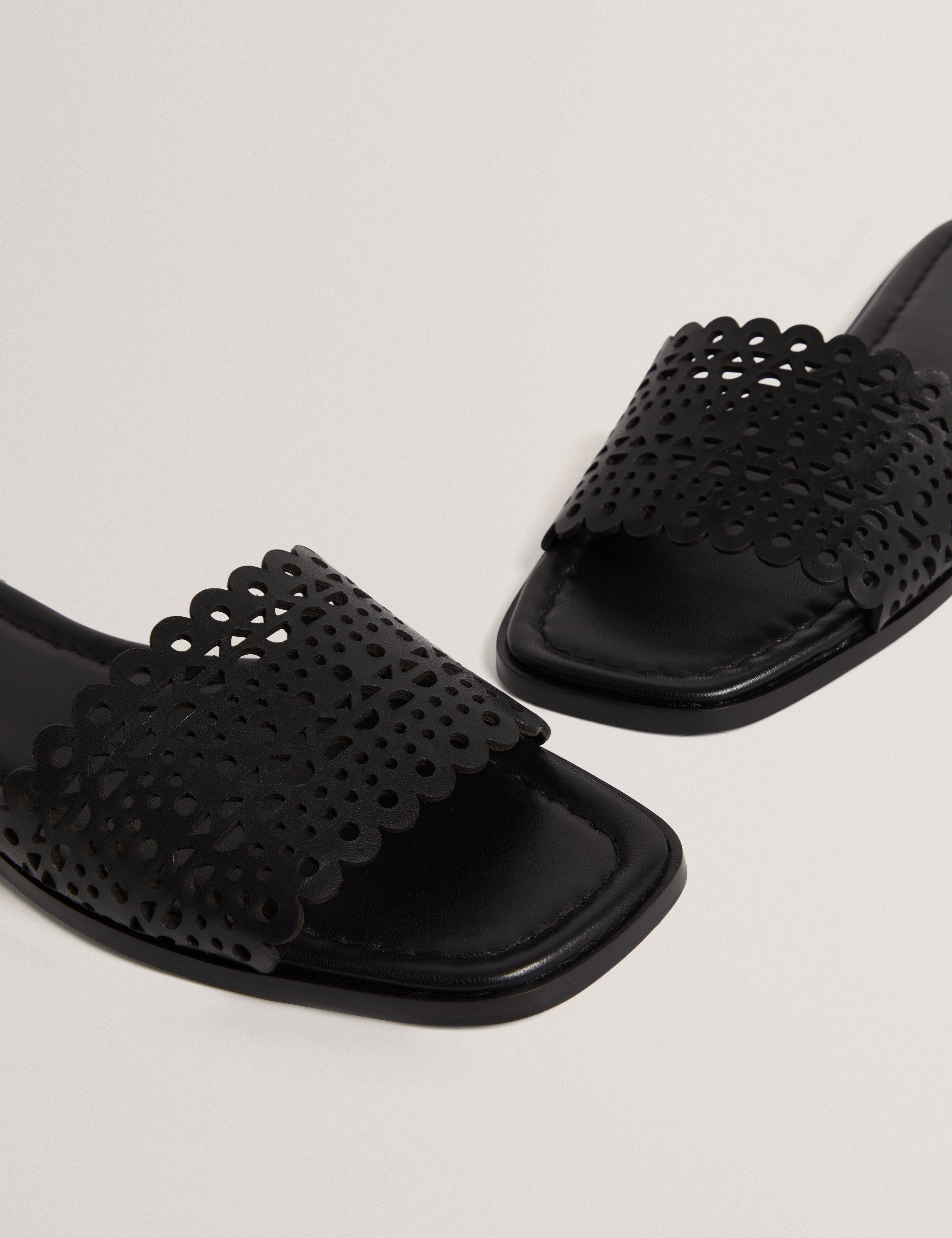 Ted Baker Lainny Laser Cut Detail Flat Sandal Black