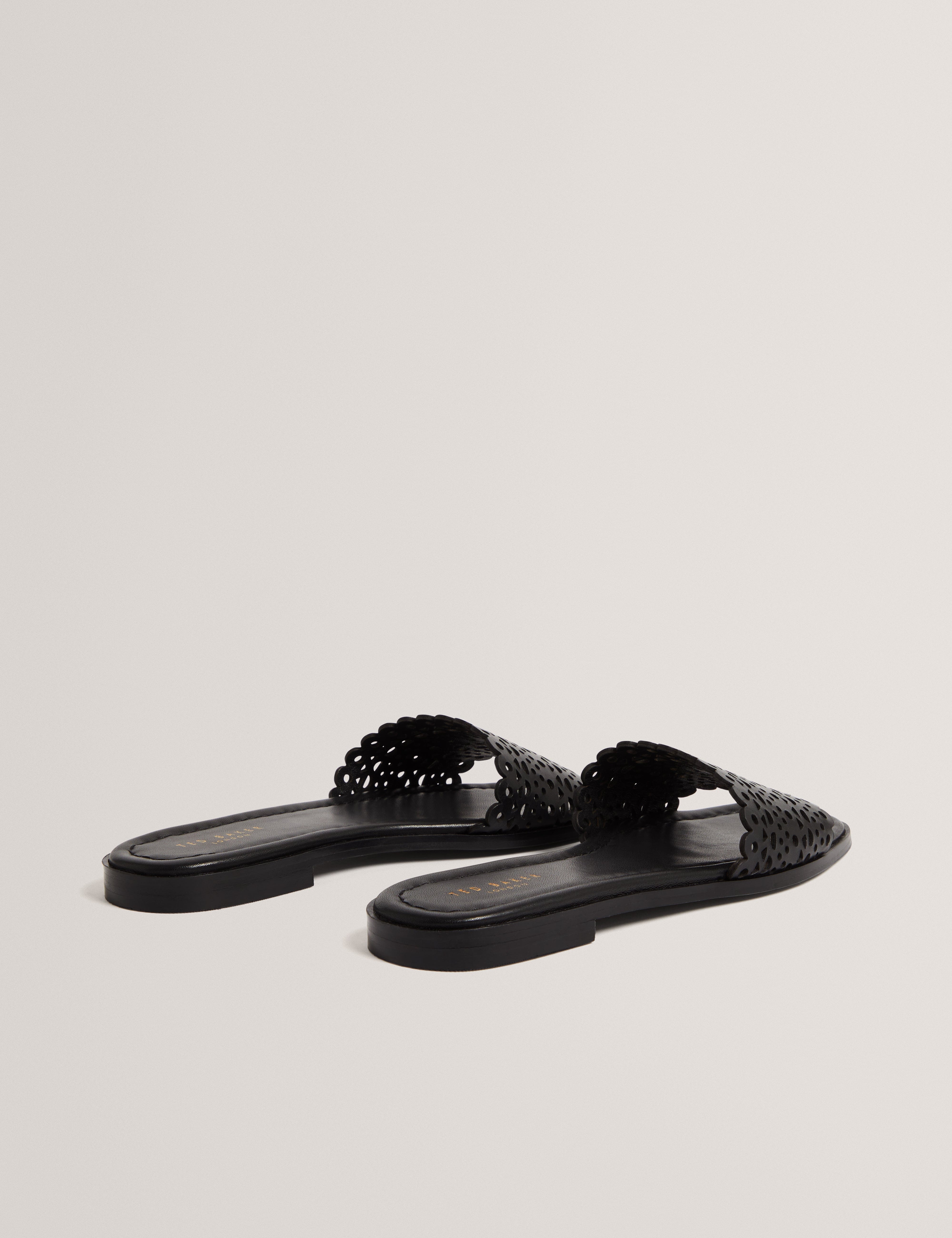 Ted Baker Lainny Laser Cut Detail Flat Sandal Black