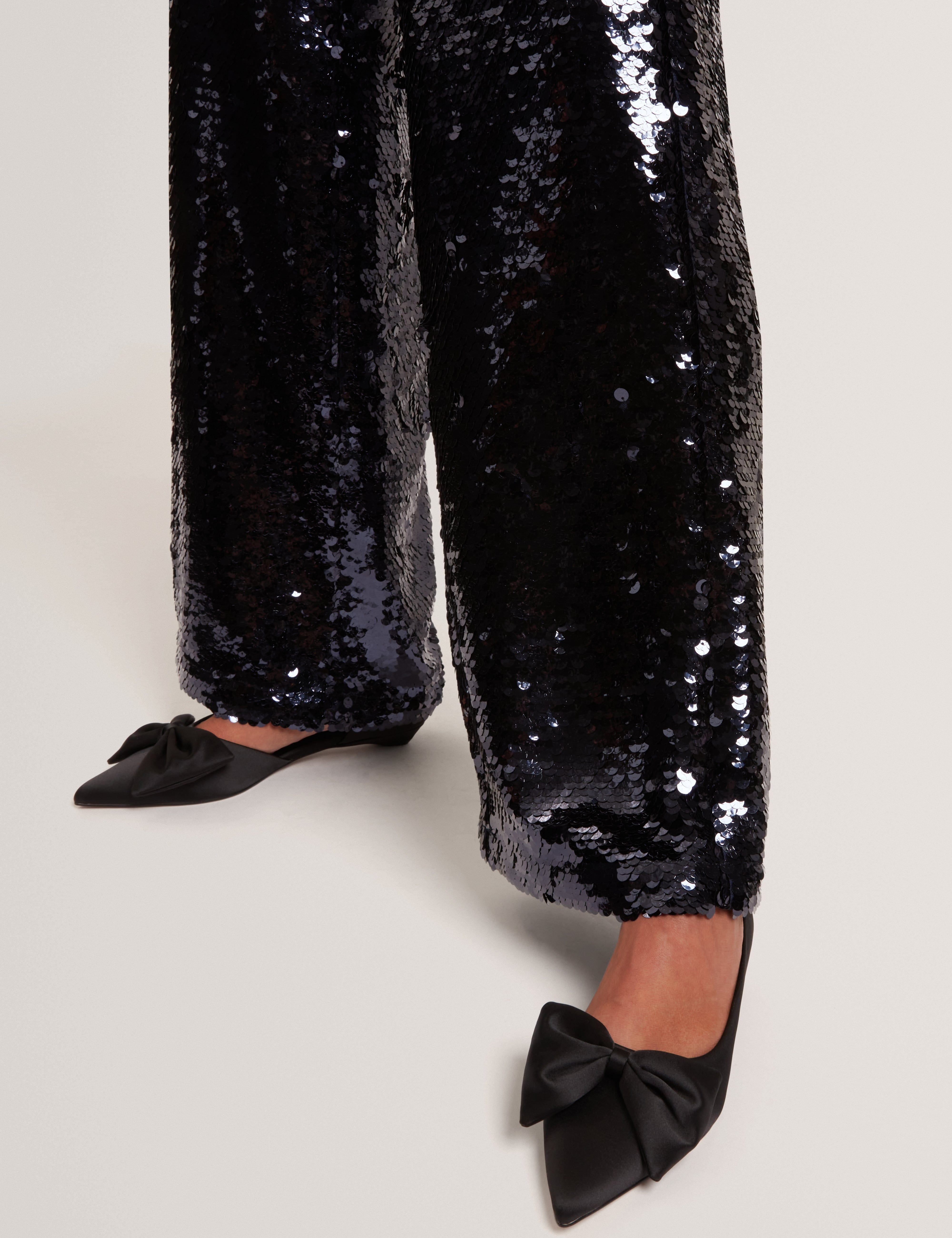 Ted Baker Soufiya Satin Bow Detail Flat Black