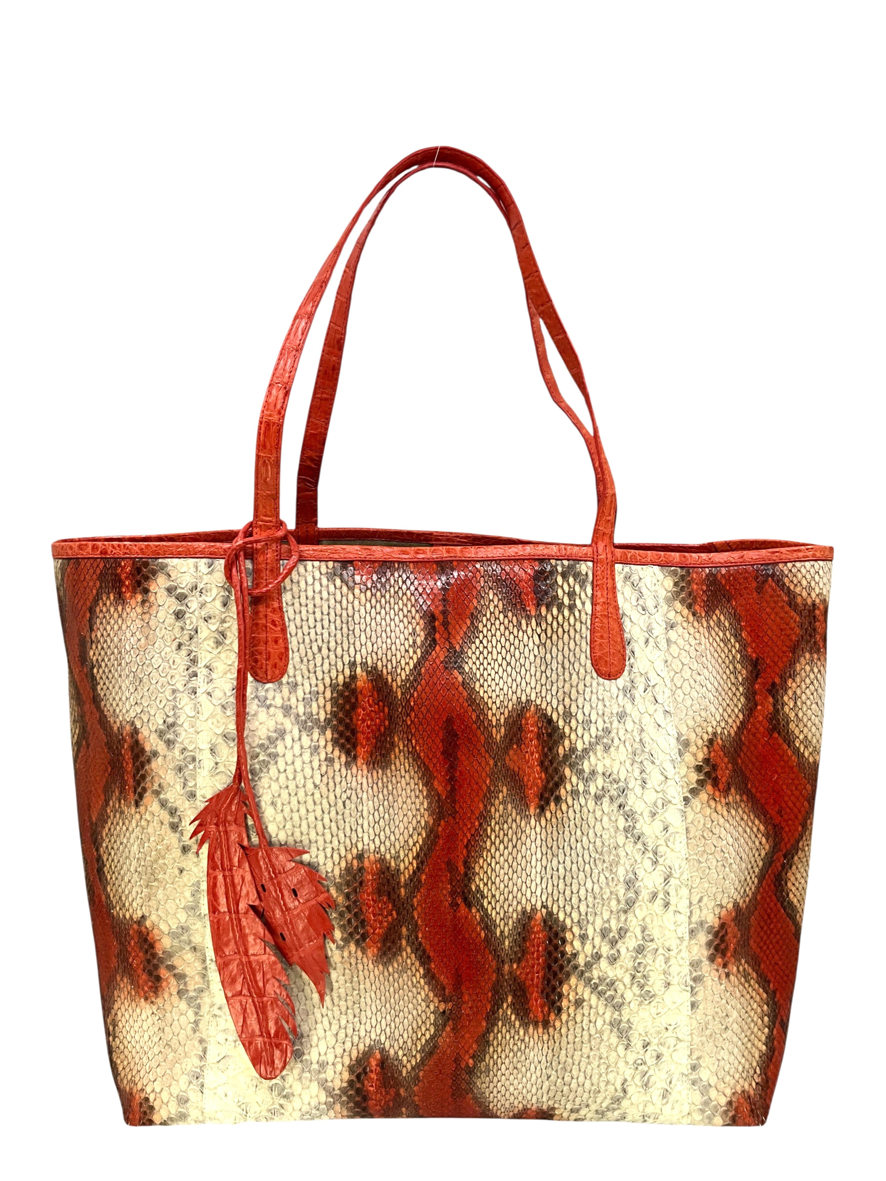 NANCY GONZALEZ Large Erika Python Tote NEW