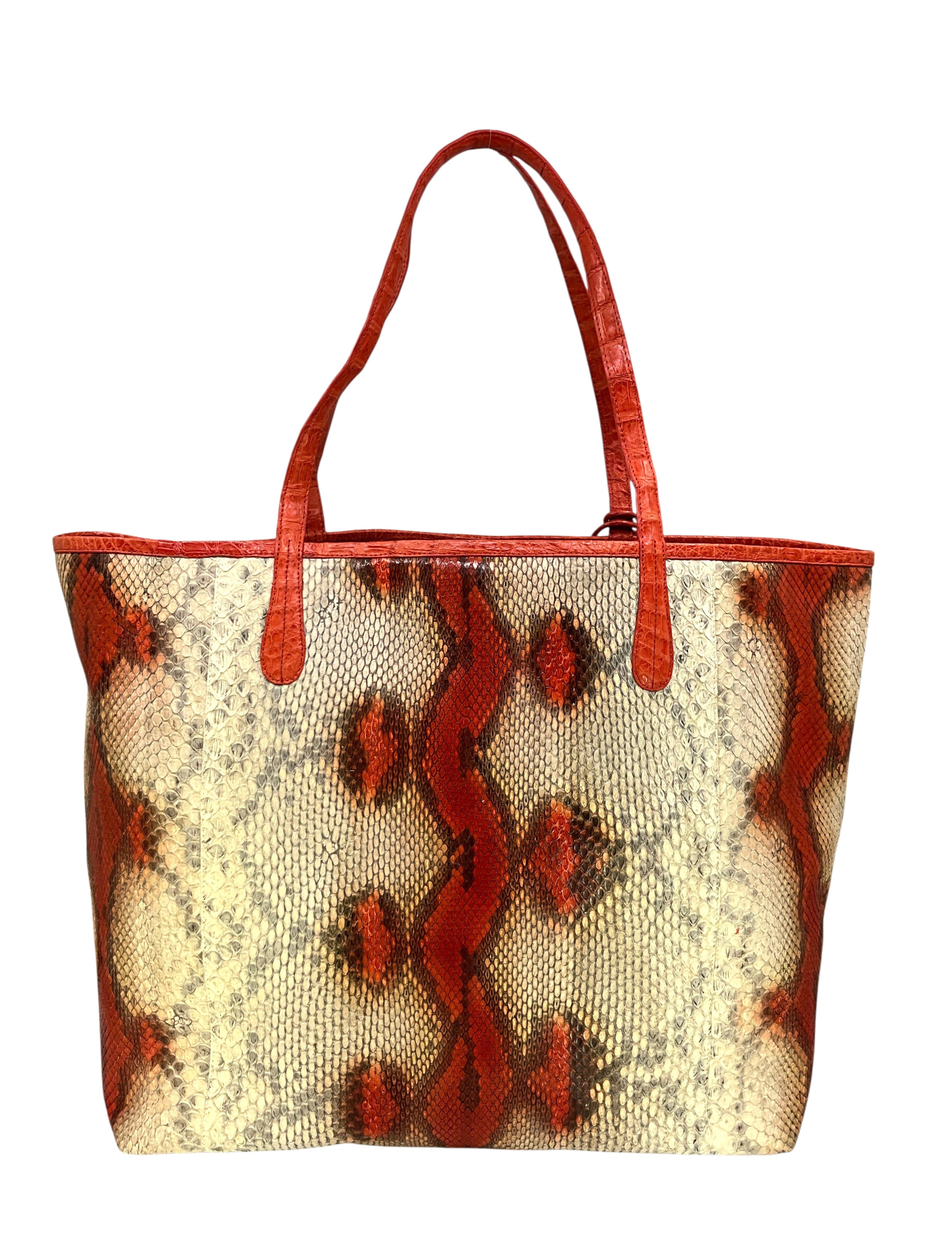 NANCY GONZALEZ Large Erika Python Tote NEW