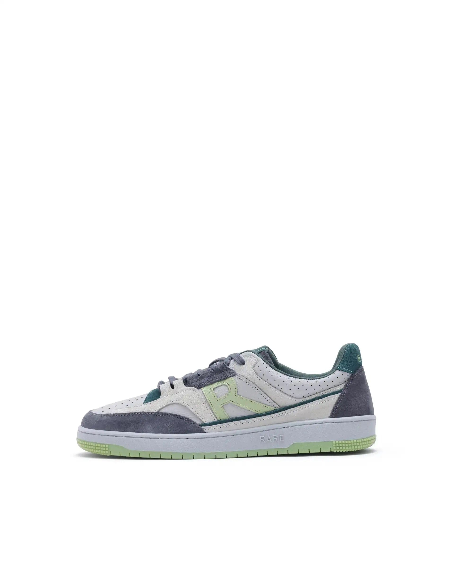 RAREZ Rare Rabbit Men's Volga Light Green Genuine Leather Fabric Multitoned Low - Top Lace Up Sneaker Shoes