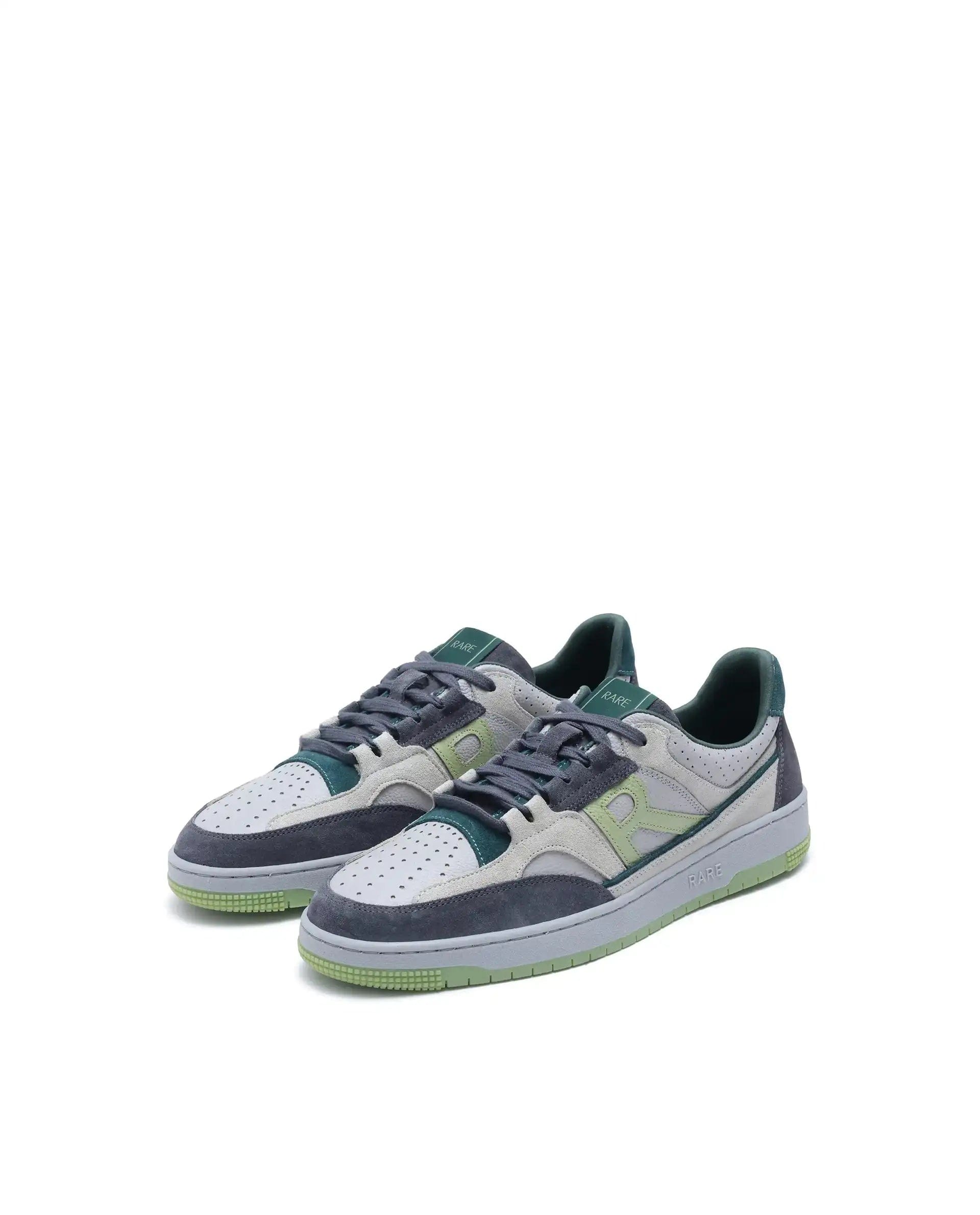 RAREZ Rare Rabbit Men's Volga Light Green Genuine Leather Fabric Multitoned Low - Top Lace Up Sneaker Shoes