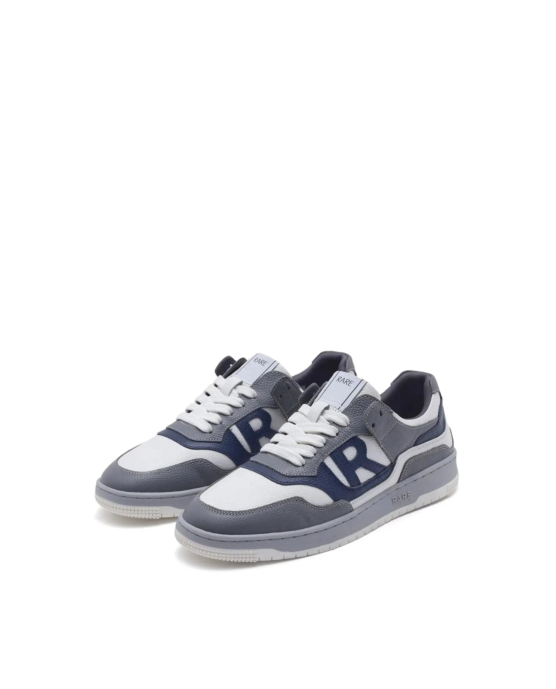 RAREZ Rare Rabbit Men's Gabriel White Genuine Leather Lycra Lining Dual Tone Lace - Up Low - Top Sneaker Shoes